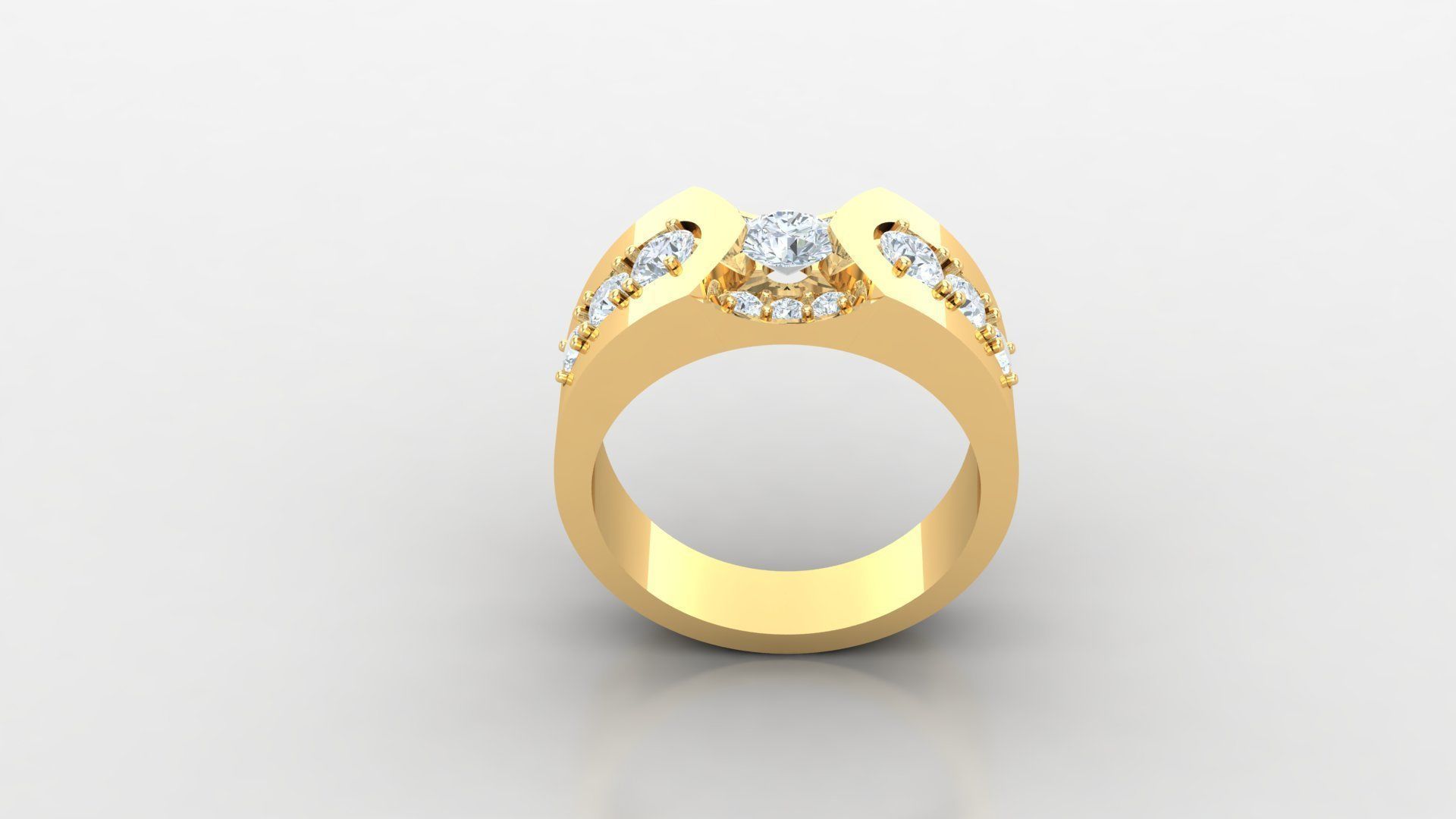 Diamond Men Ring Cad File MR 80 3D print model_4