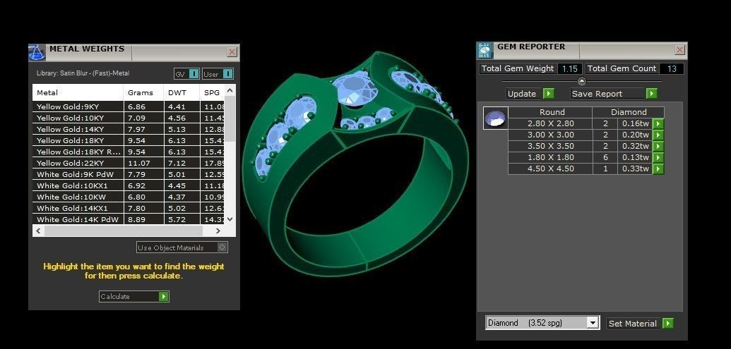 Diamond Men Ring Cad File MR 80 3D print model_6
