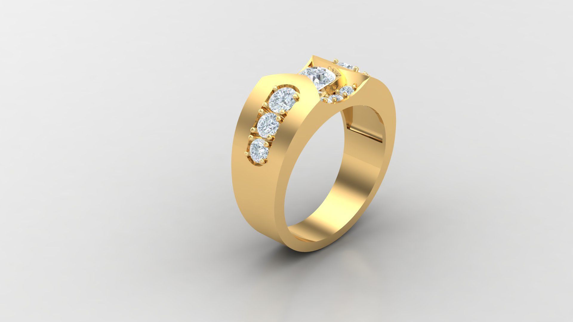 Diamond Men Ring Cad File MR 80 3D print model_2