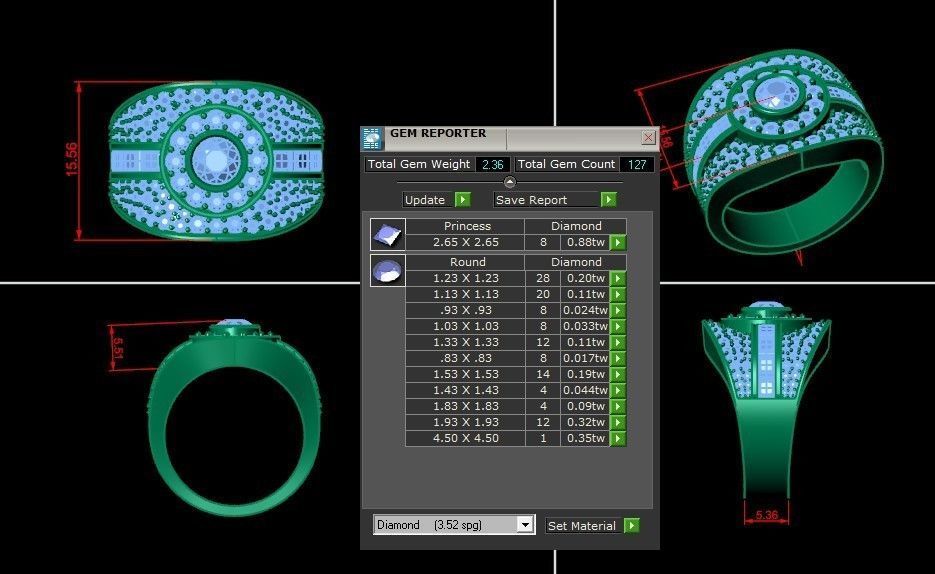 Diamond Men Ring Cad File MR  79 3D print model_1