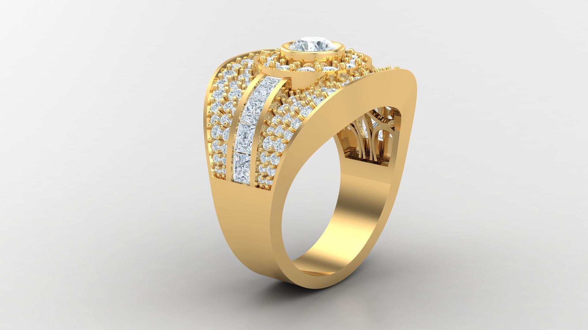 Diamond Men Ring Cad File MR  79 3D print model_3
