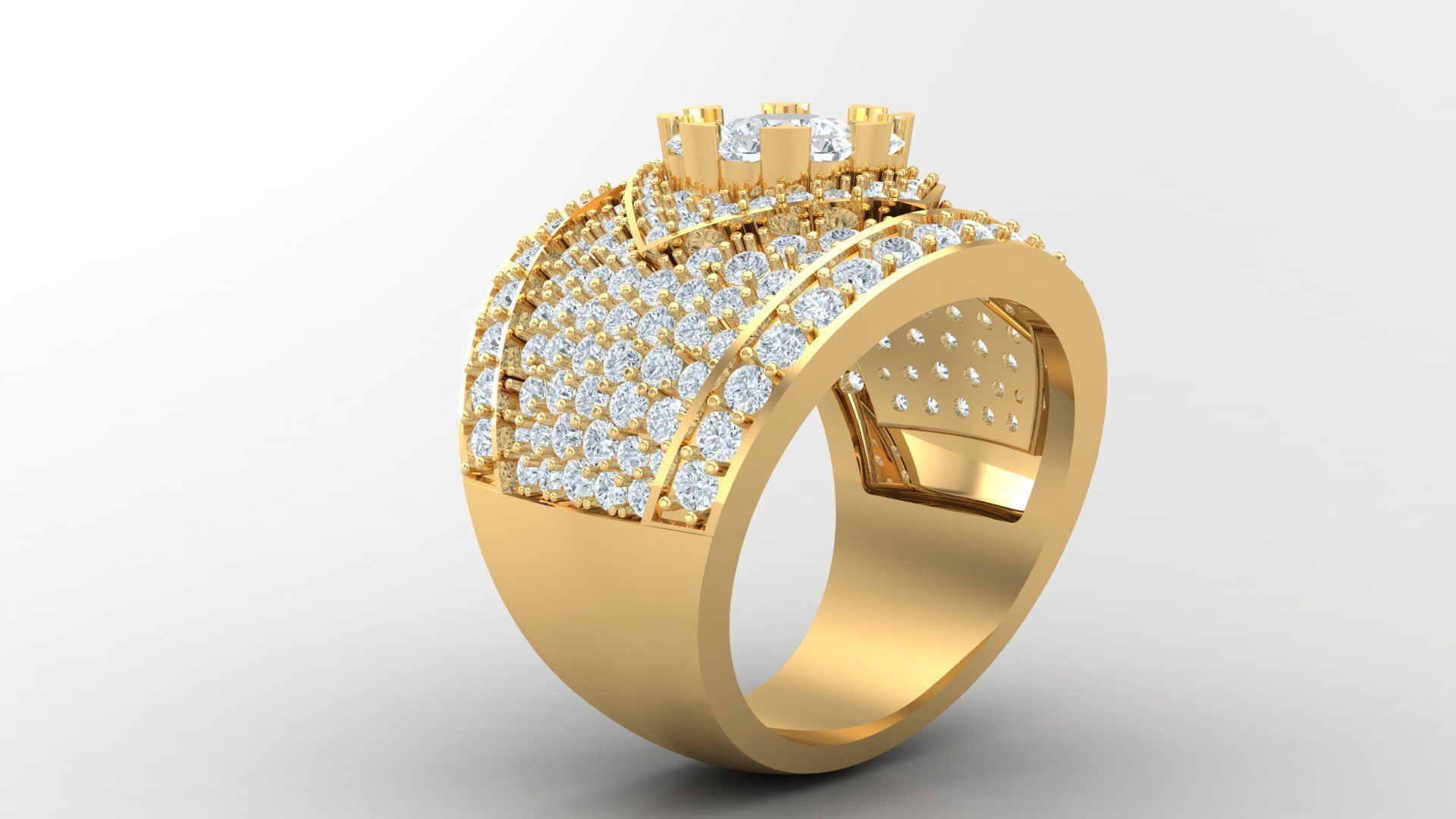 Diamond Men Ring Cad File MR  77 3D print model_2
