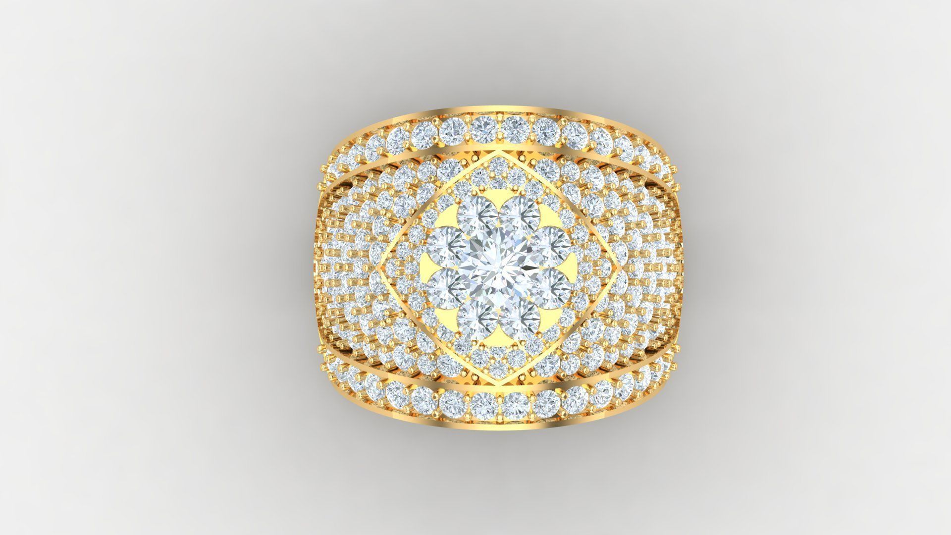 Diamond Men Ring Cad File MR  77 3D print model_4