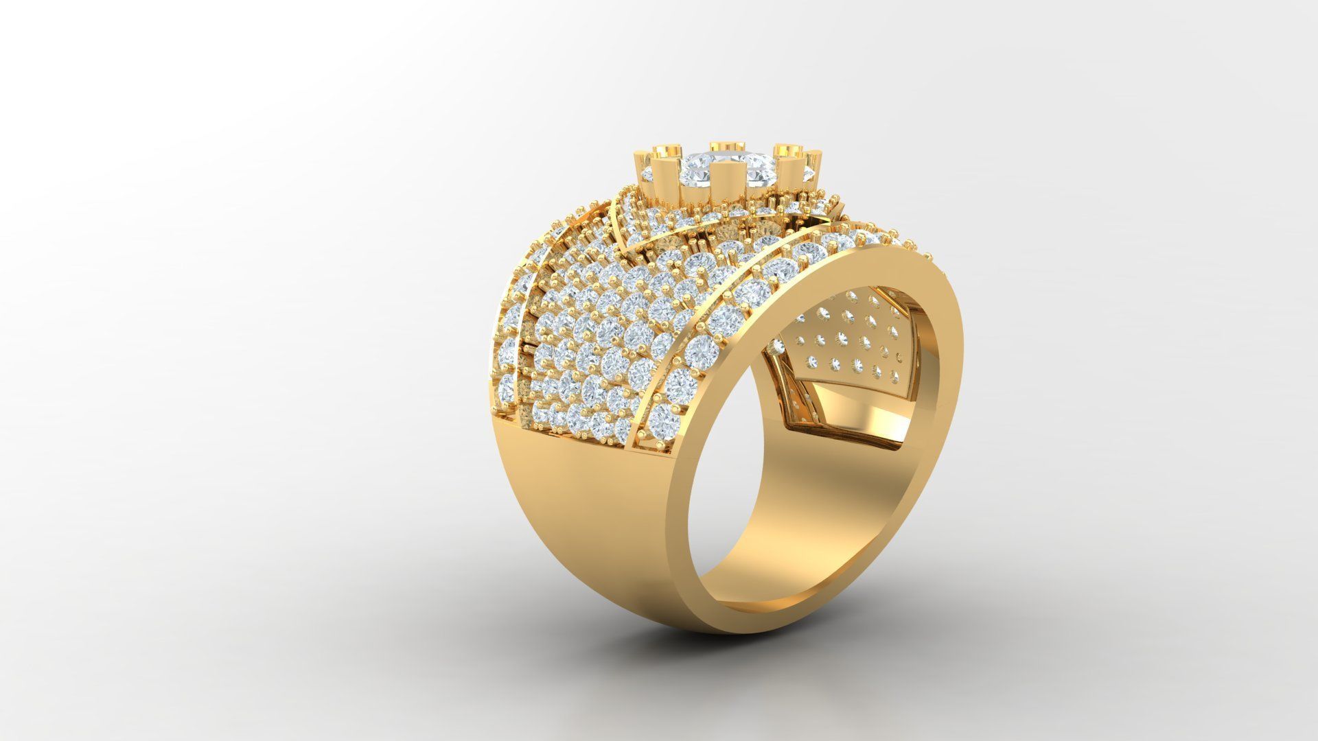 Diamond Men Ring Cad File MR  77 3D print model_1