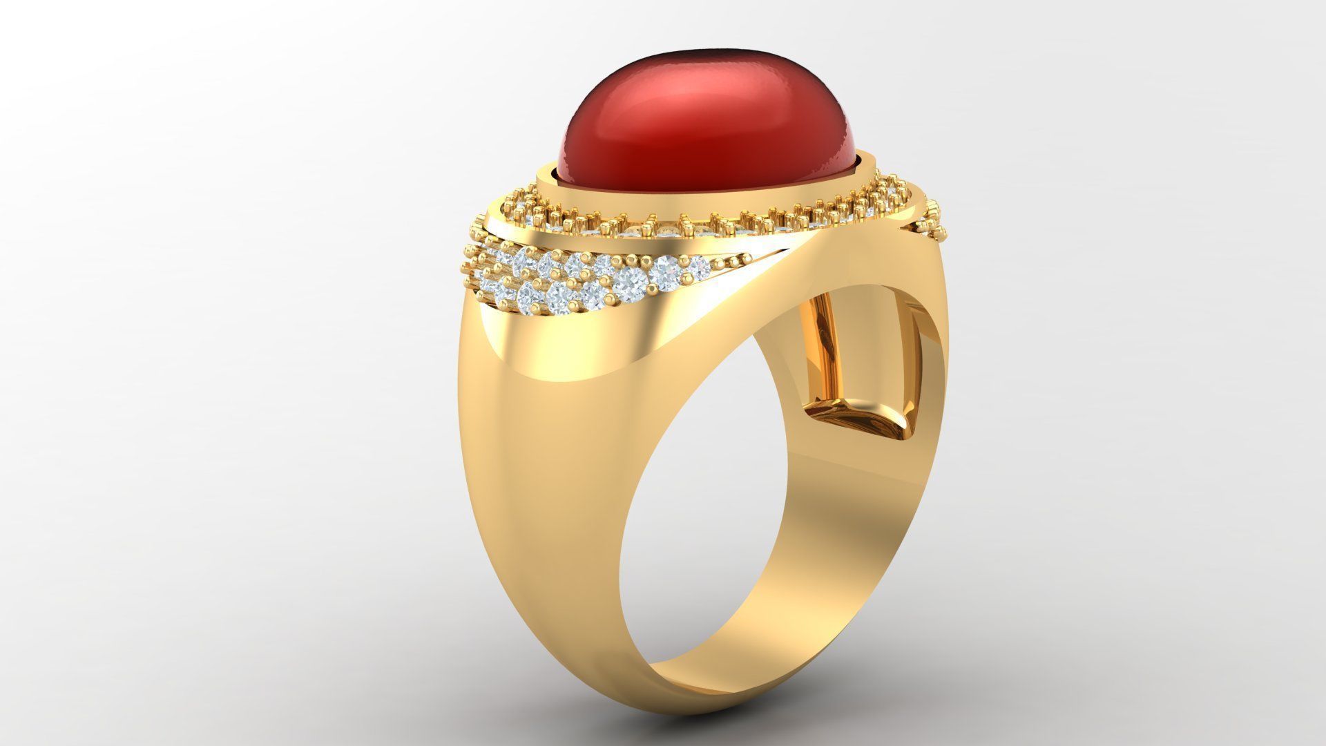 Diamond Men Ring Cad File MR  76 3D print model_4