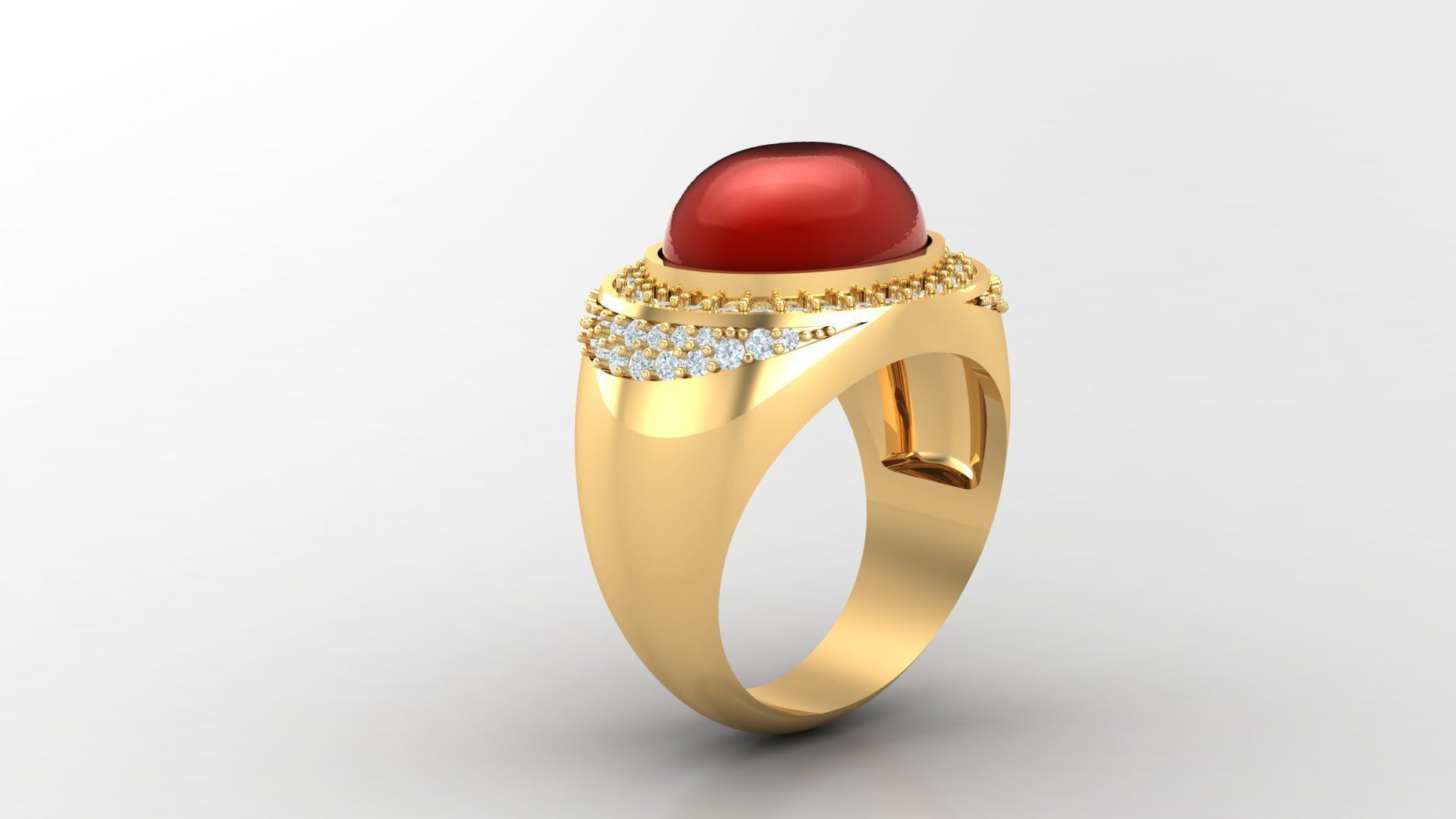 Diamond Men Ring Cad File MR  76 3D print model_3
