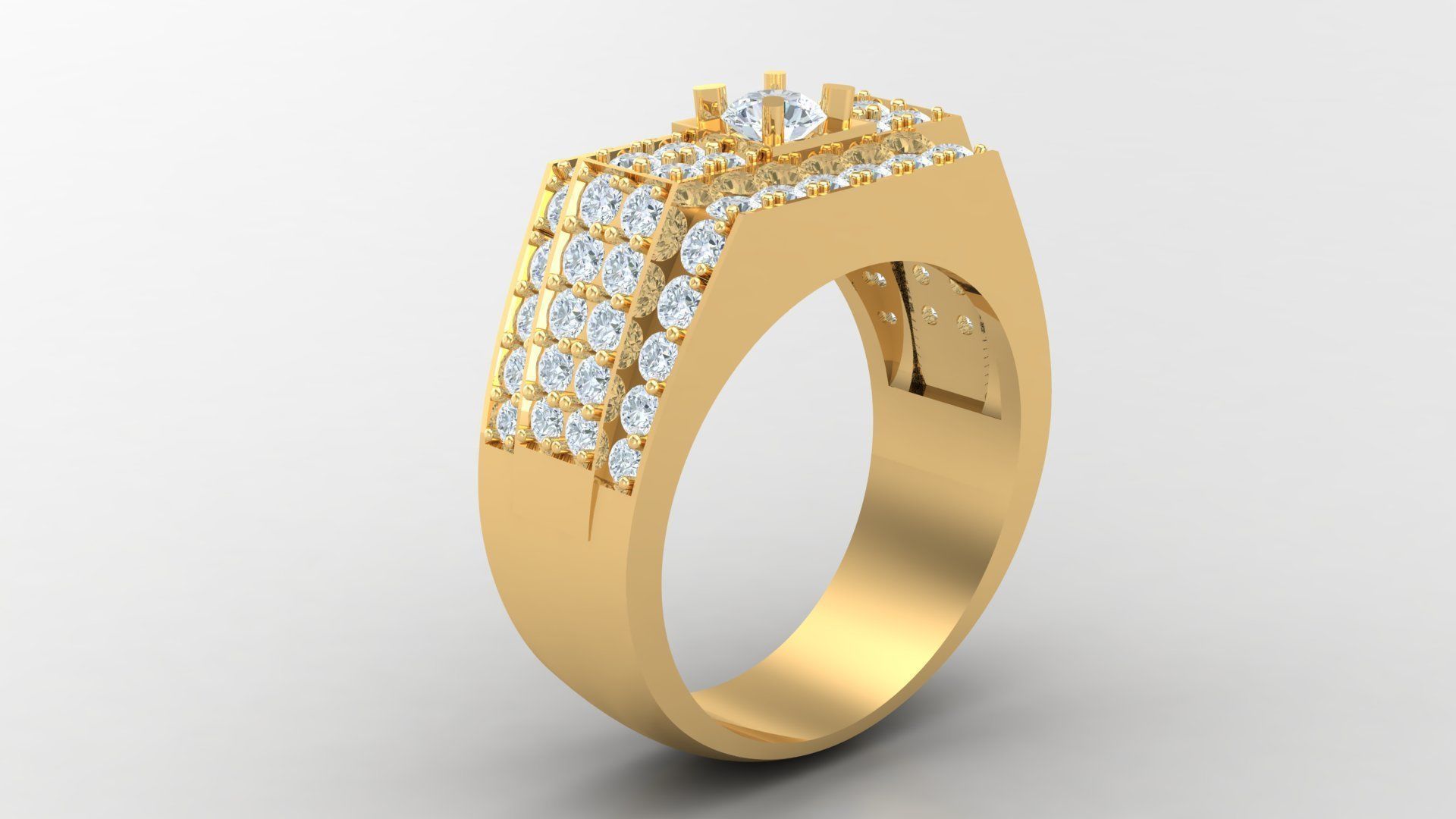 Diamond Men Ring Cad File MR 74 3D print model_4