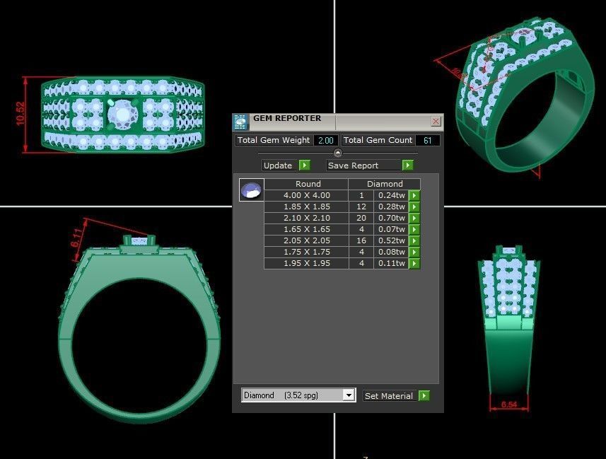 Diamond Men Ring Cad File MR 74 3D print model_1