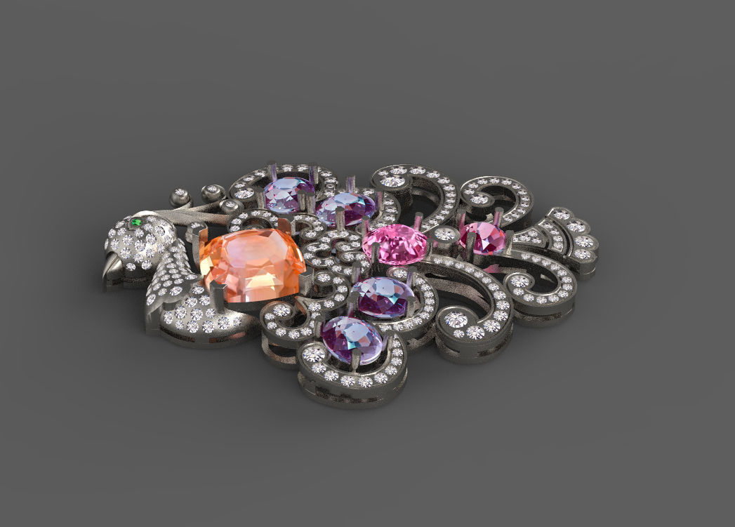 bird broosh 3D print model_21