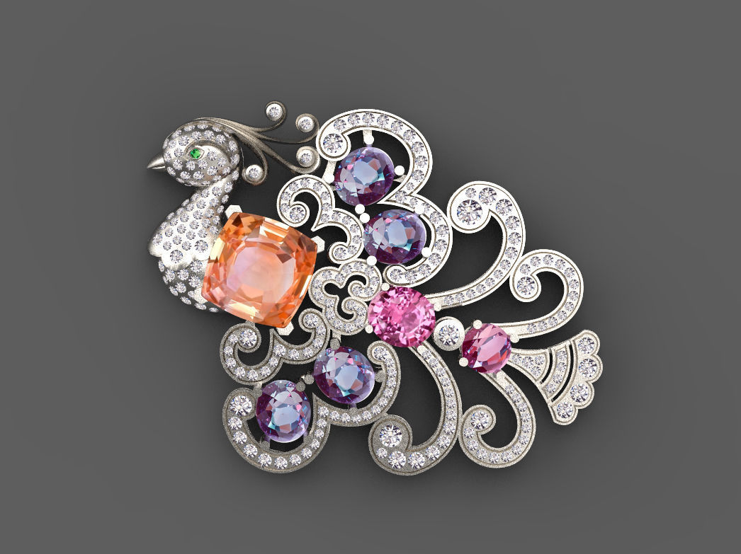 bird broosh 3D print model_34