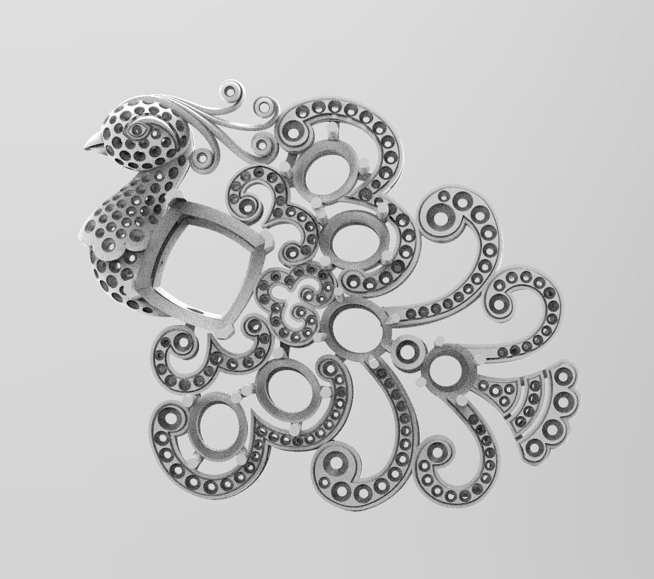 bird broosh 3D print model_3