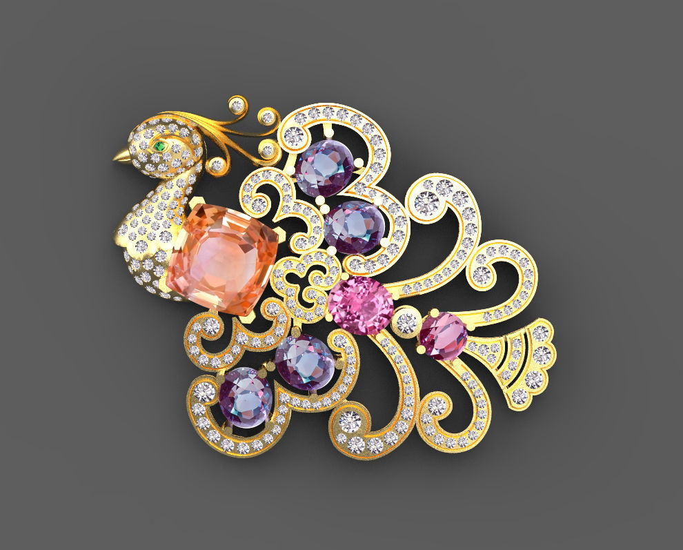 bird broosh 3D print model_20