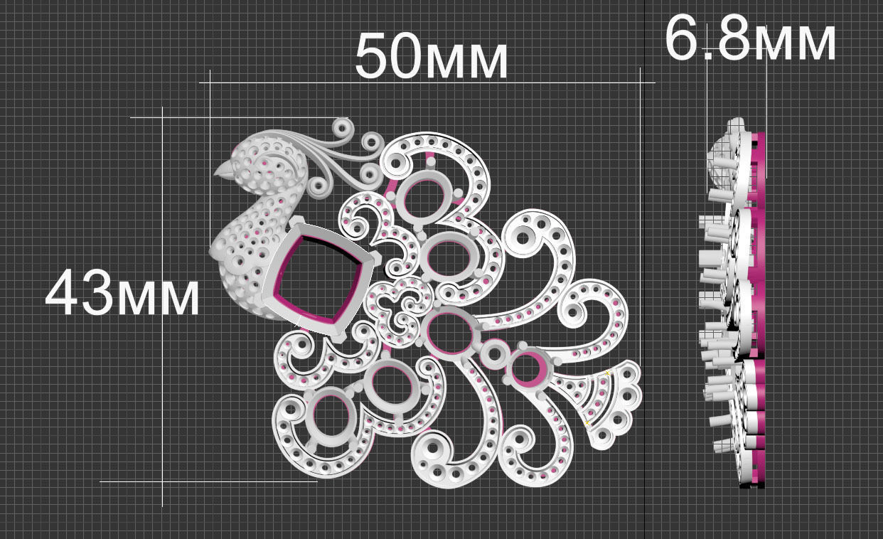 bird broosh 3D print model_2