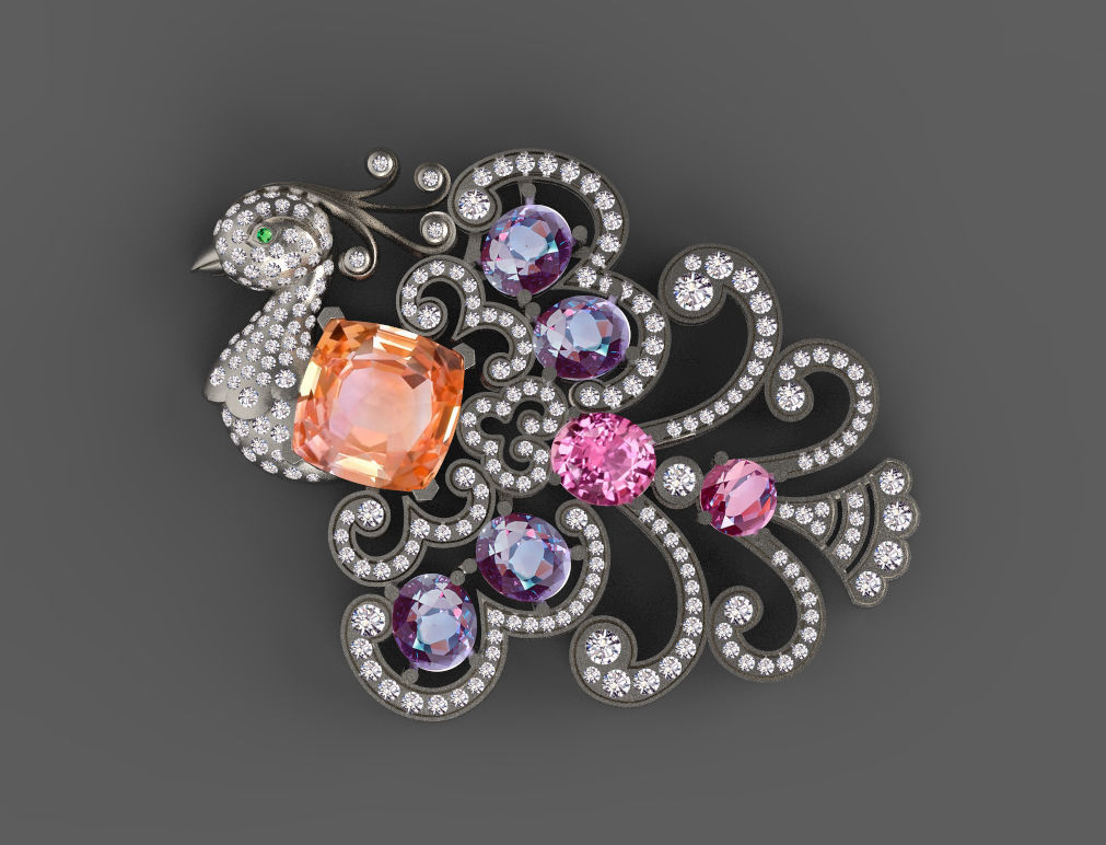 bird broosh 3D print model_33