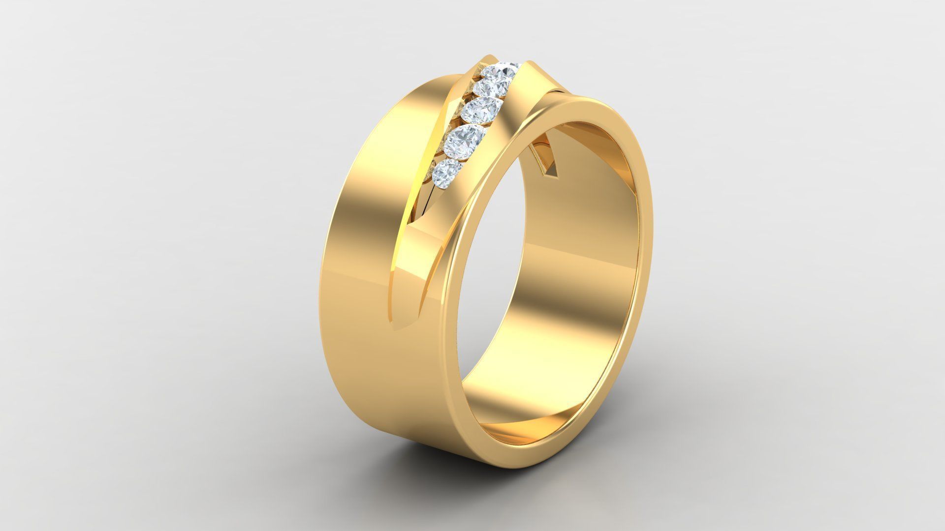 Diamond Men Ring Cad File MR  66 3D print model_3
