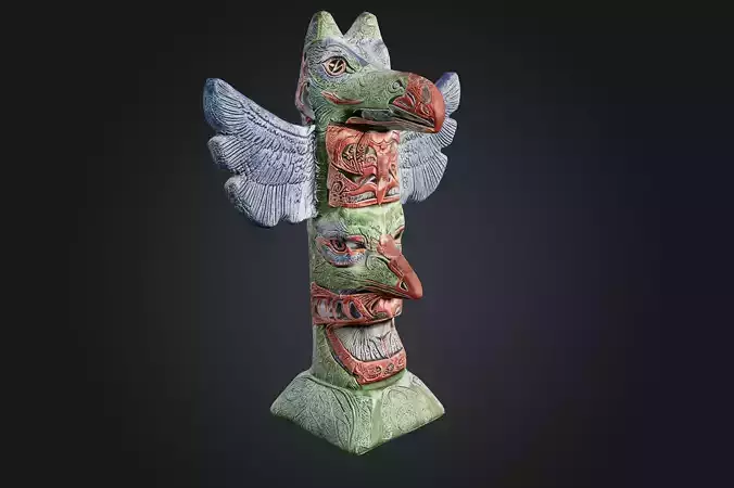 Pacific Northwest Totem - Low-poly  PBR and 2K Textures