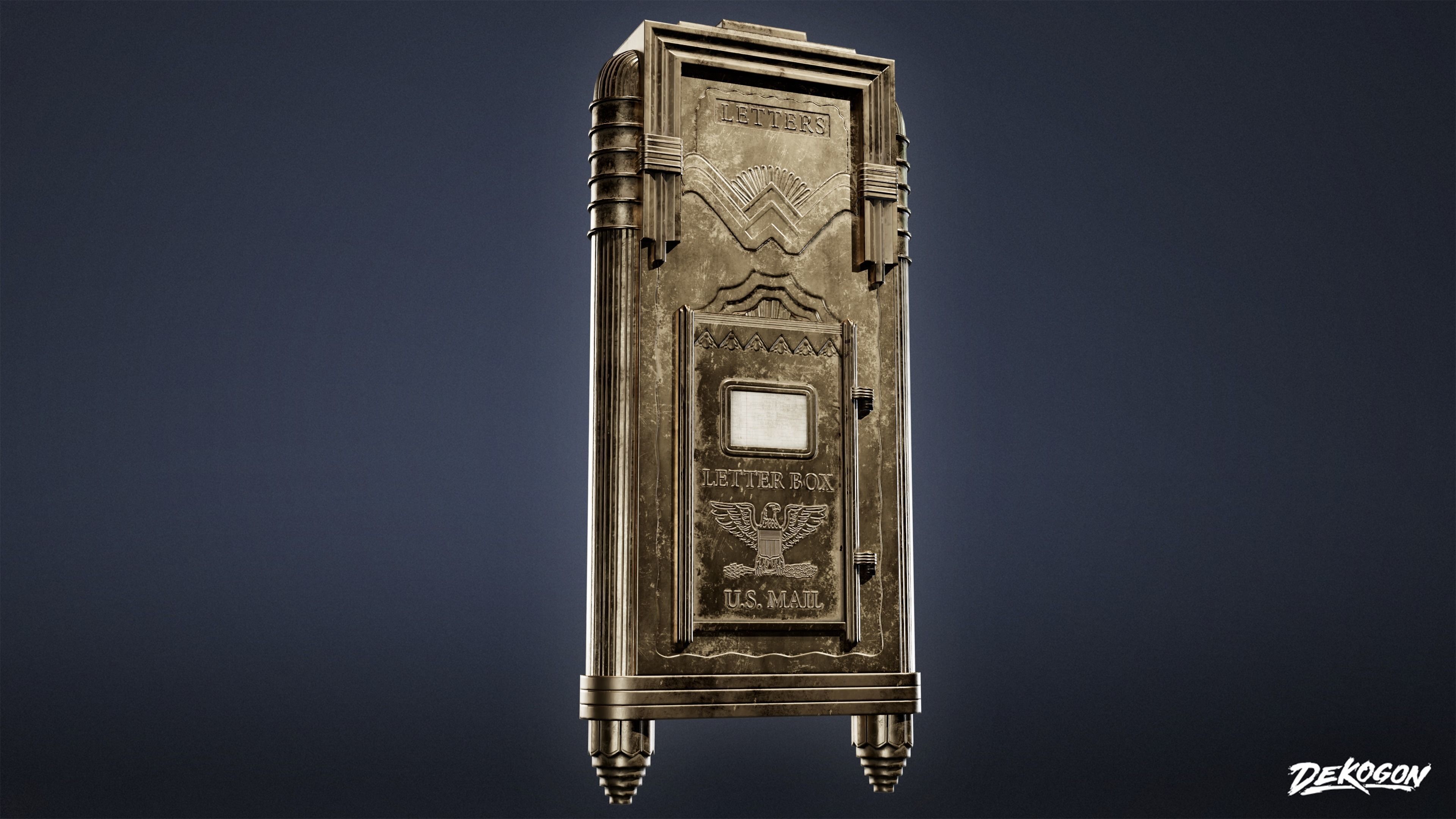 ART DECO - Letterbox 01 - LOW POLY Low-poly 3D model_6