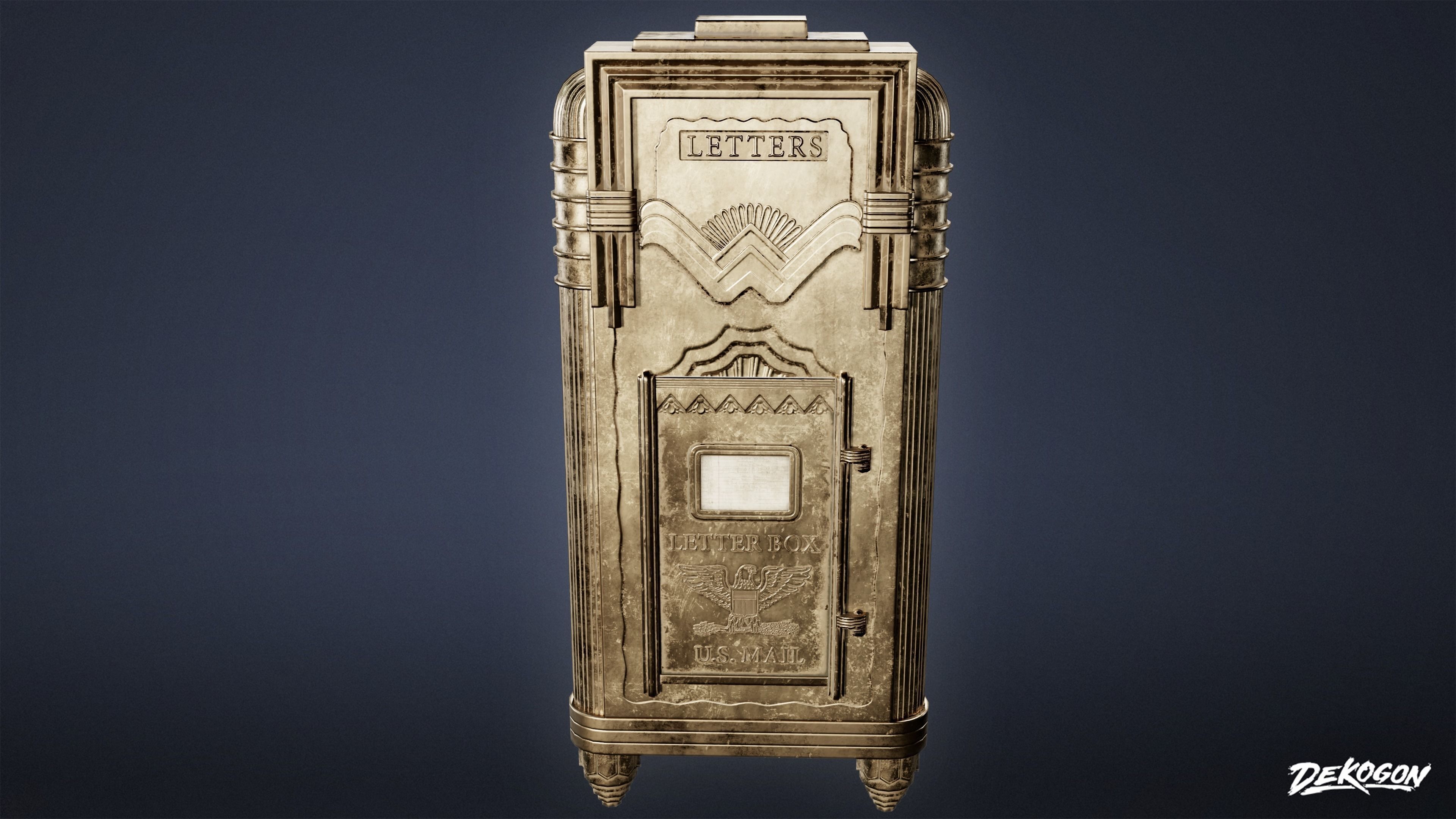 ART DECO - Letterbox 01 - LOW POLY Low-poly 3D model_2