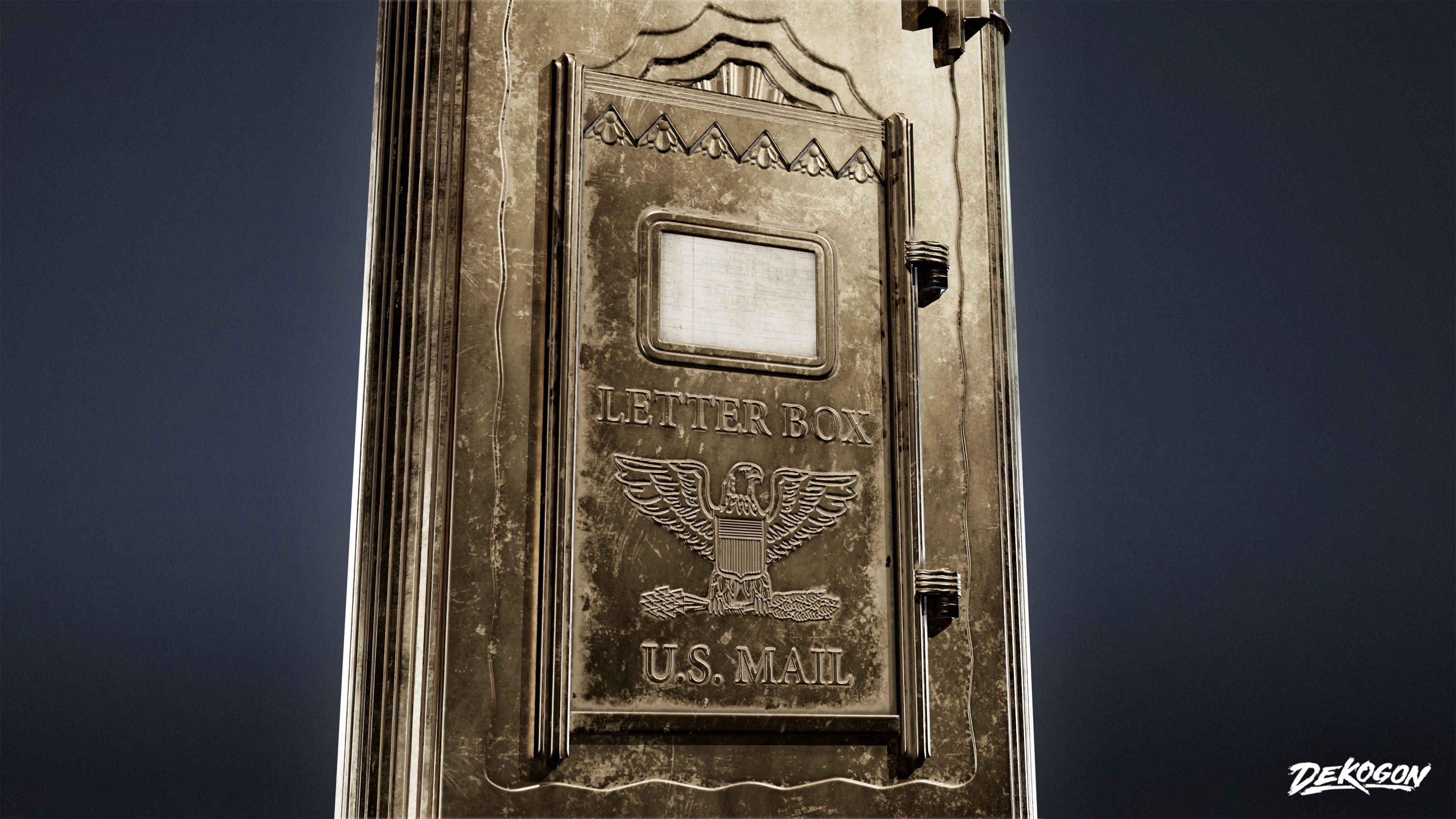 ART DECO - Letterbox 01 - LOW POLY Low-poly 3D model_7