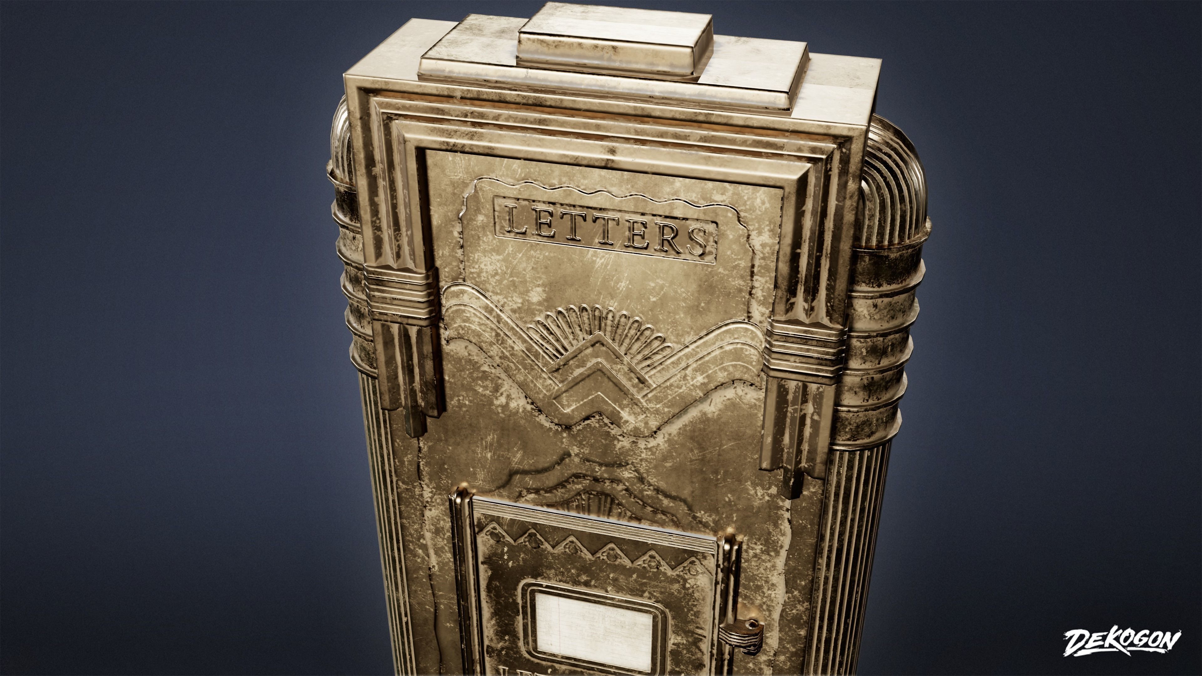 ART DECO - Letterbox 01 - LOW POLY Low-poly 3D model_8