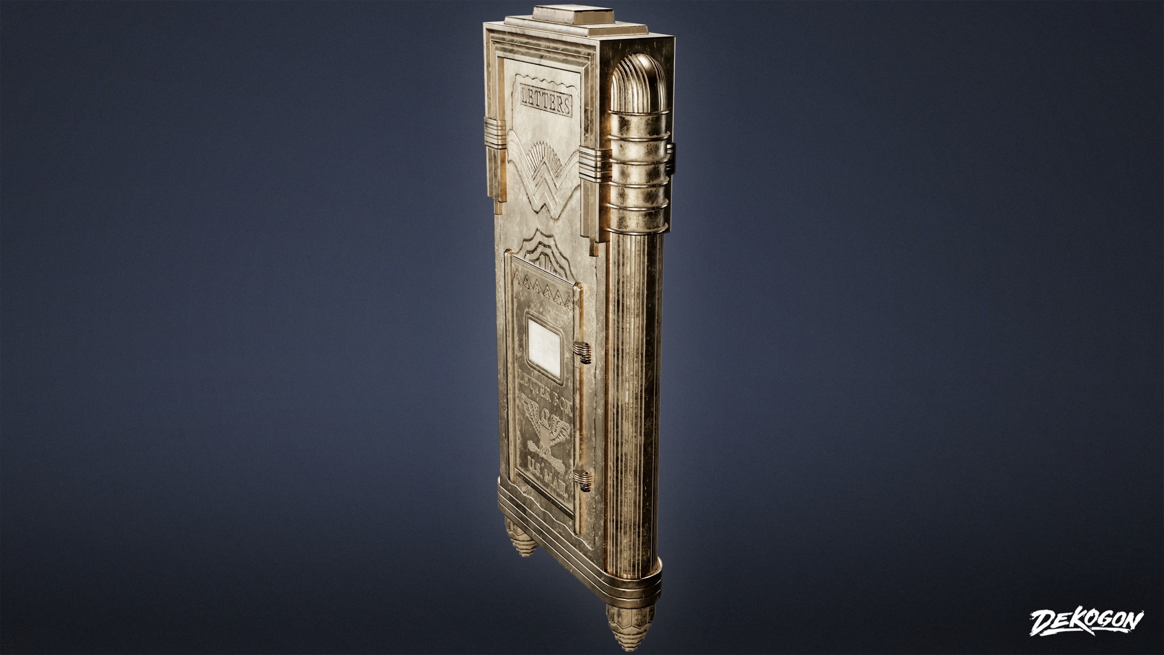 ART DECO - Letterbox 01 - LOW POLY Low-poly 3D model_3