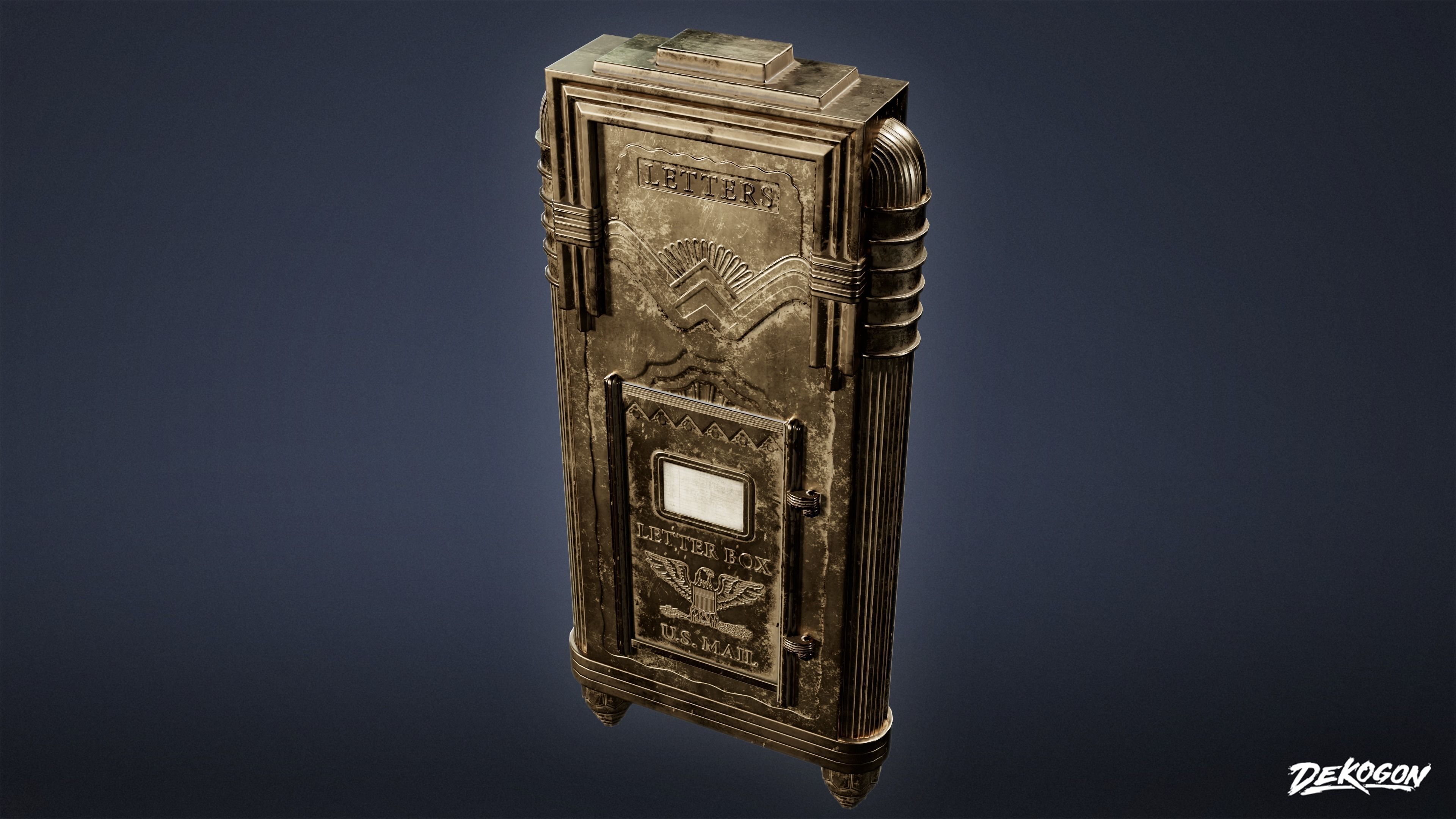 ART DECO - Letterbox 01 - LOW POLY Low-poly 3D model_5