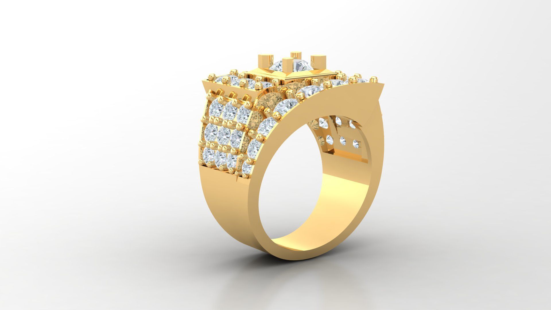 Diamond Men Ring Cad File MR  63 3D print model_2
