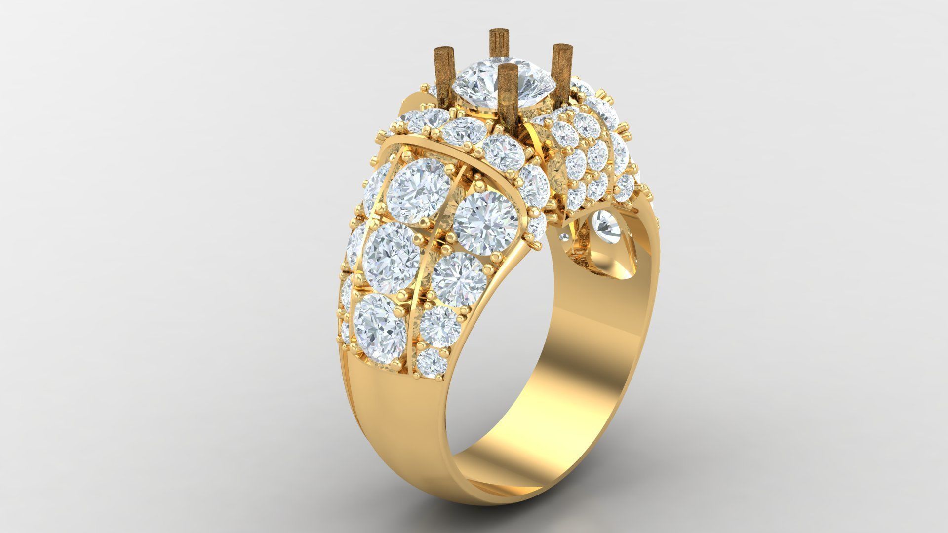 Diamond Men Ring Cad File MR  62 3D print model_2