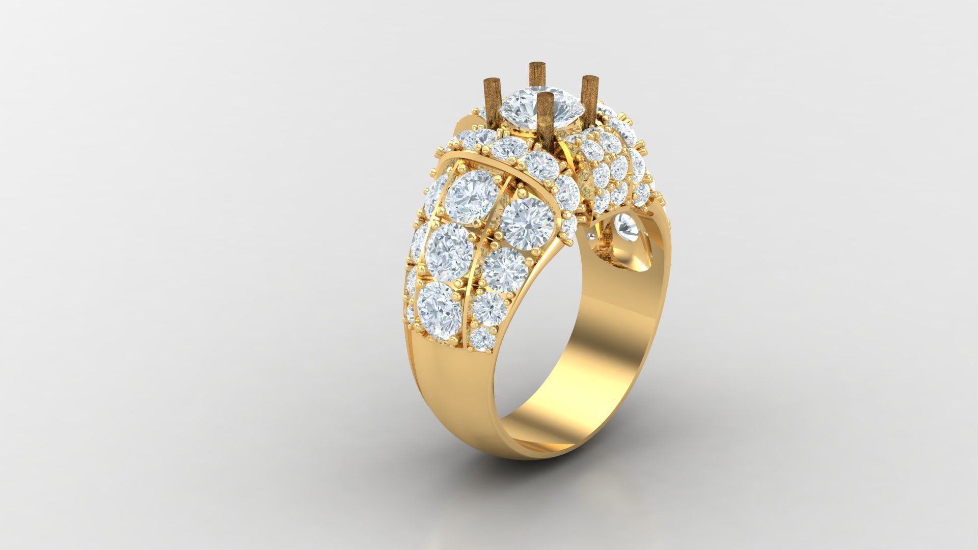 Diamond Men Ring Cad File MR  62 3D print model_1