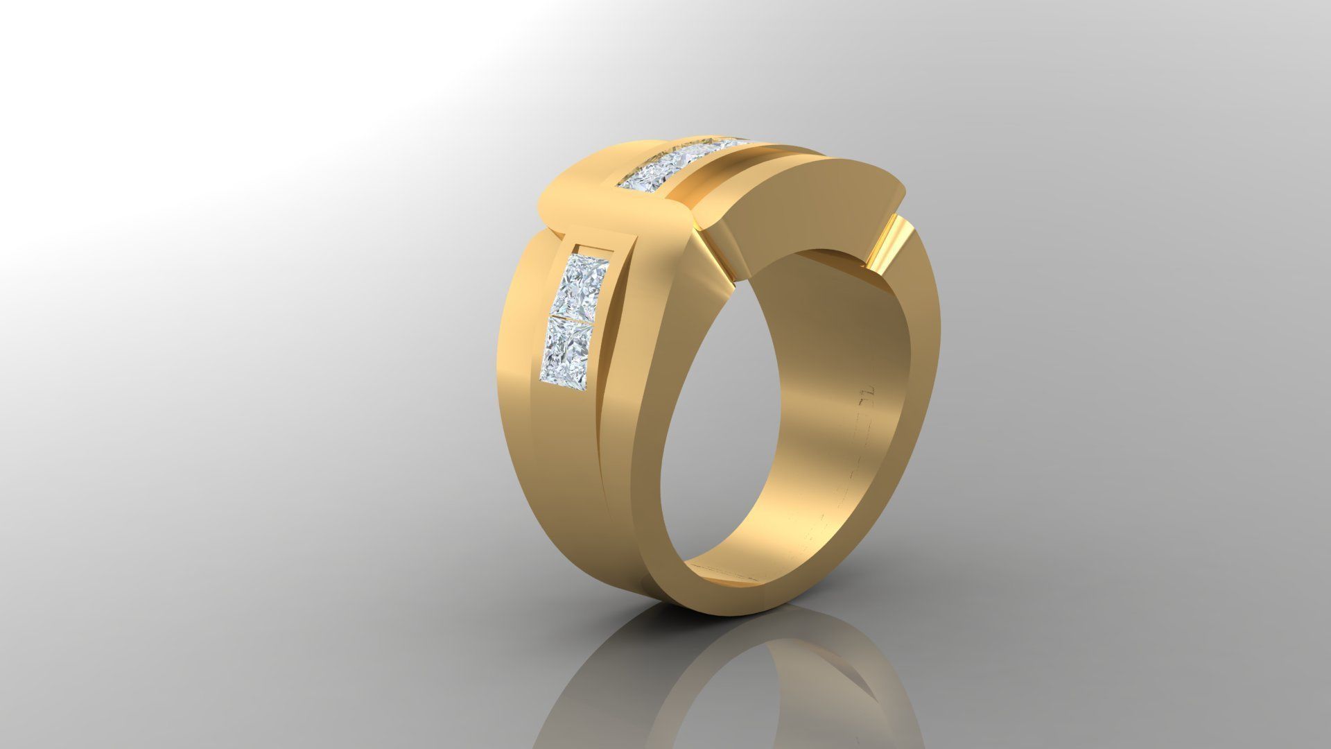 Diamond Men Ring Cad File MR 99 3D print model_2