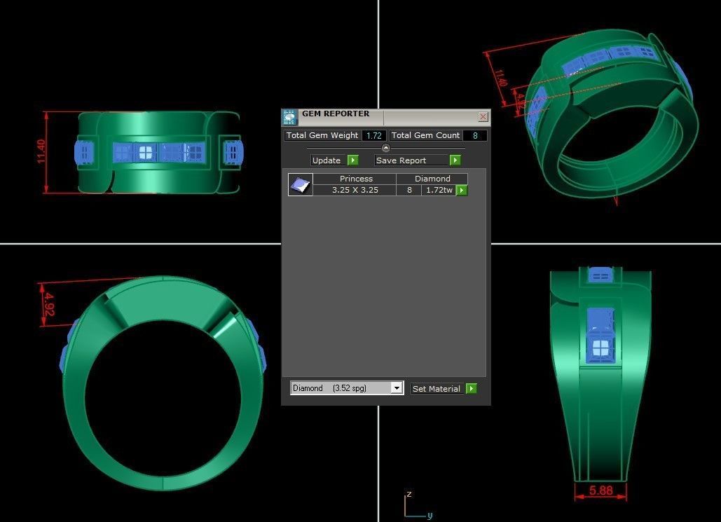 Diamond Men Ring Cad File MR 99 3D print model_1