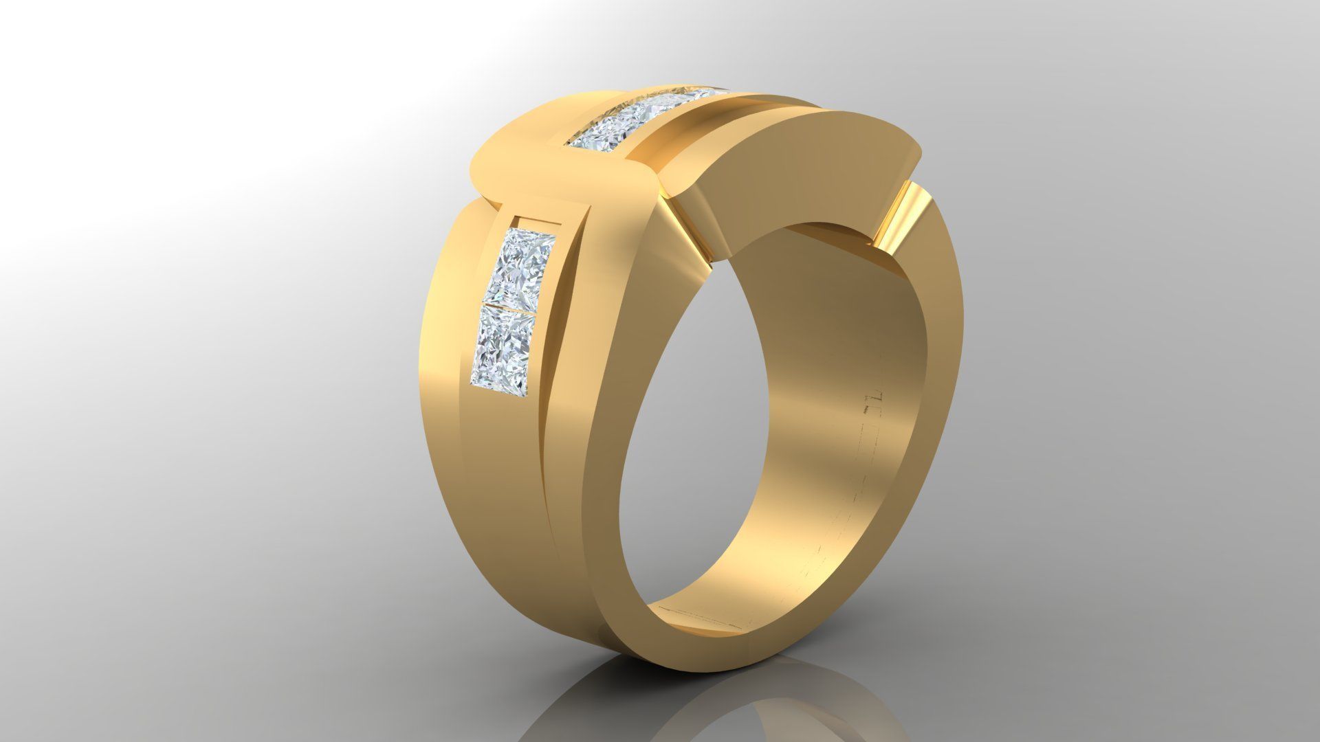 Diamond Men Ring Cad File MR 99 3D print model_3