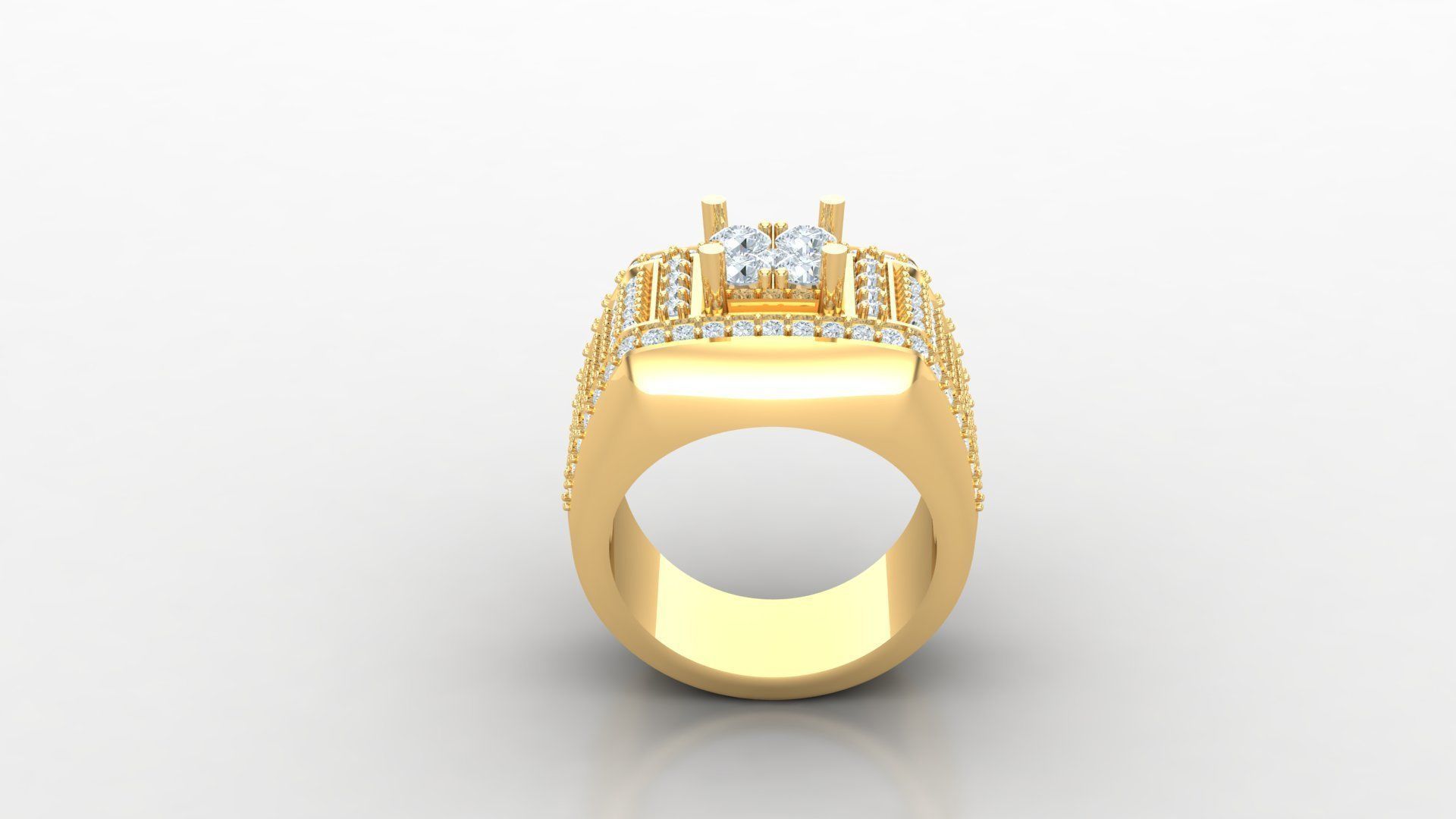 Diamond Men Ring Cad File MR  73 3D print model_4
