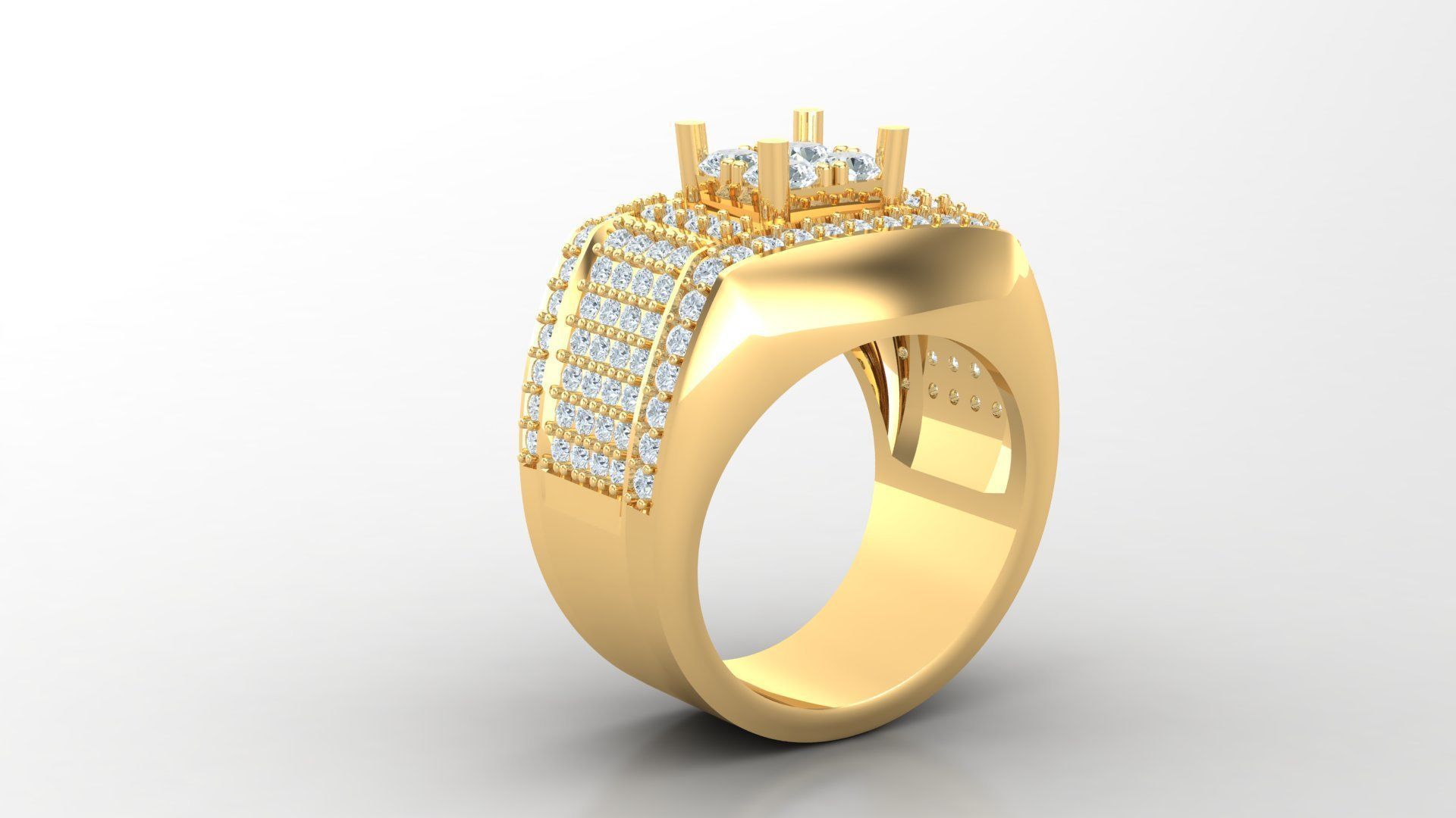 Diamond Men Ring Cad File MR  73 3D print model_3