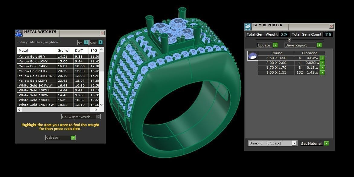 Diamond Men Ring Cad File MR  73 3D print model_6