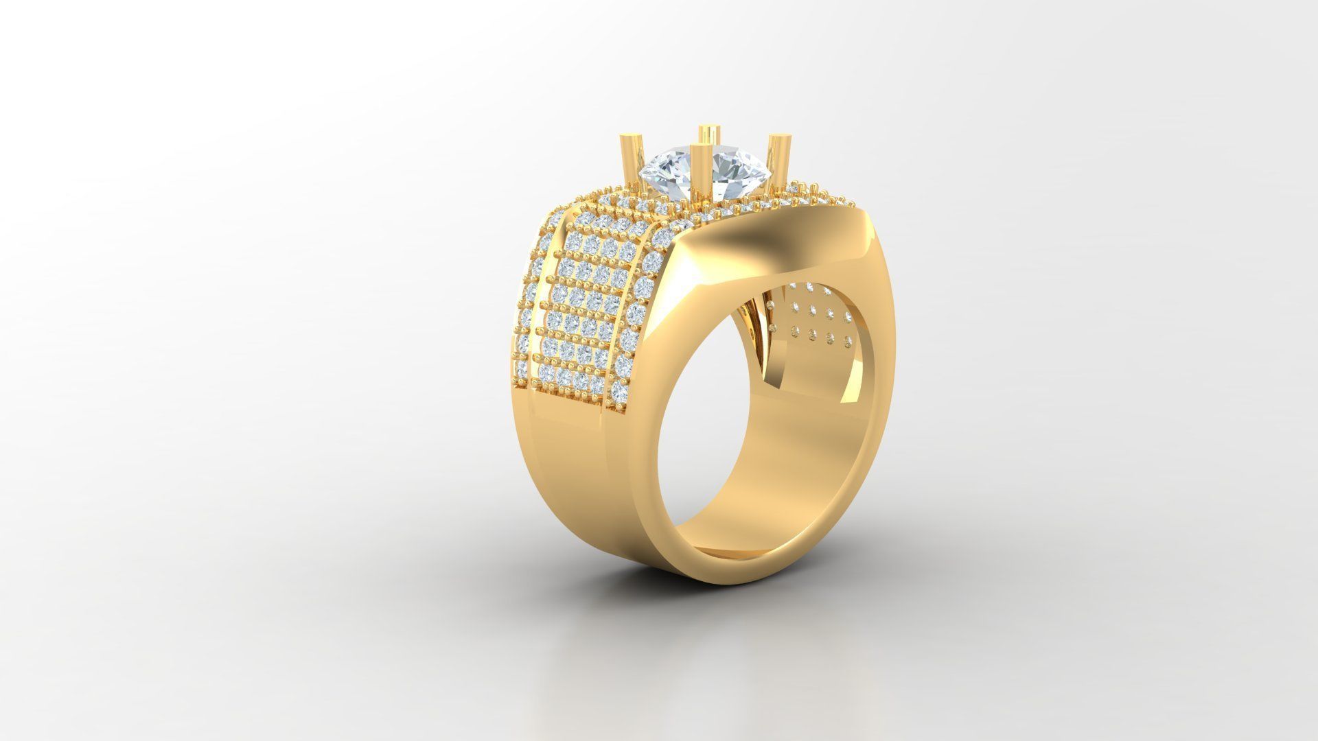 Diamond Men Ring Cad File MR 72 3D print model_2