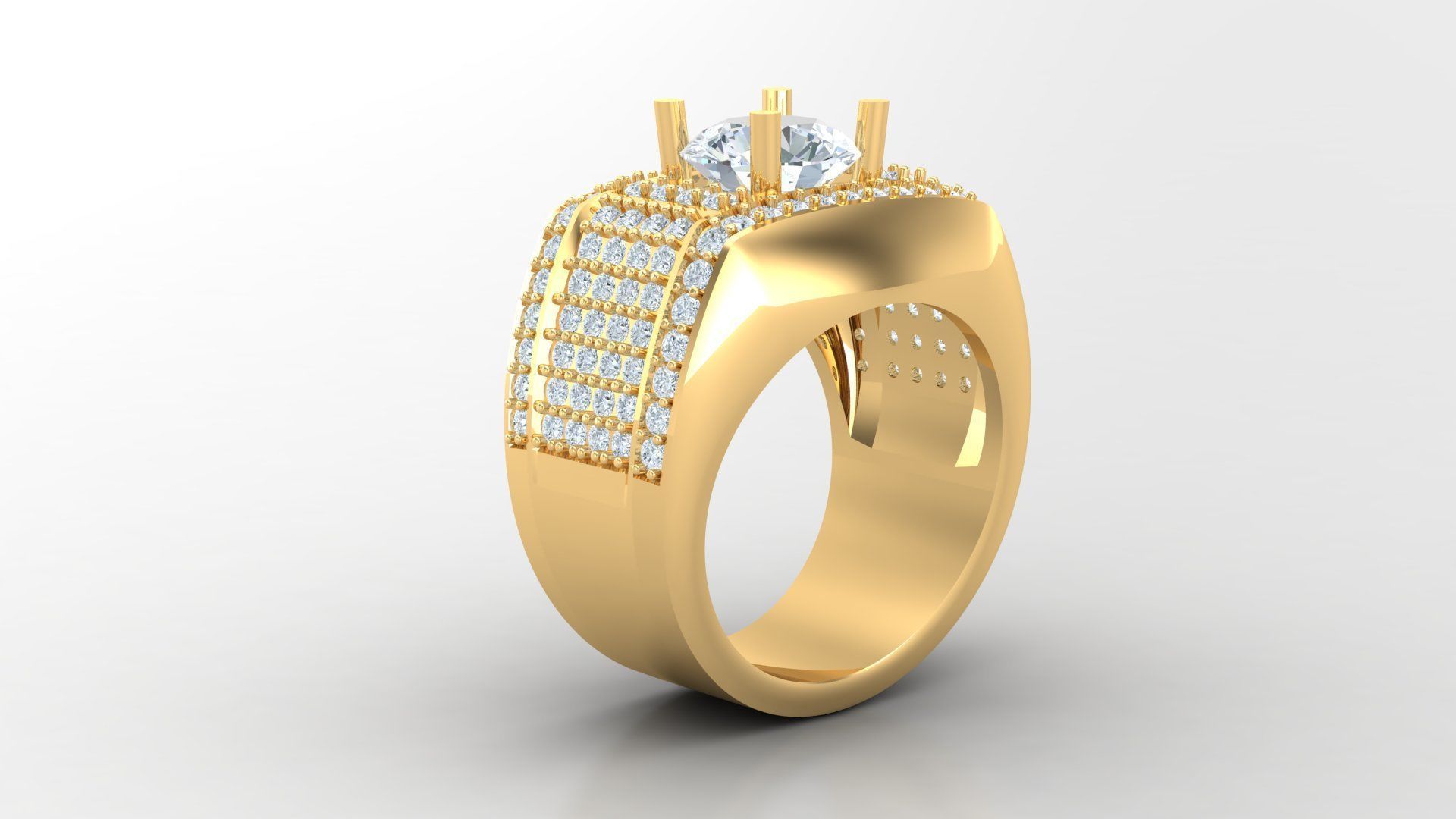 Diamond Men Ring Cad File MR 72 3D print model_3