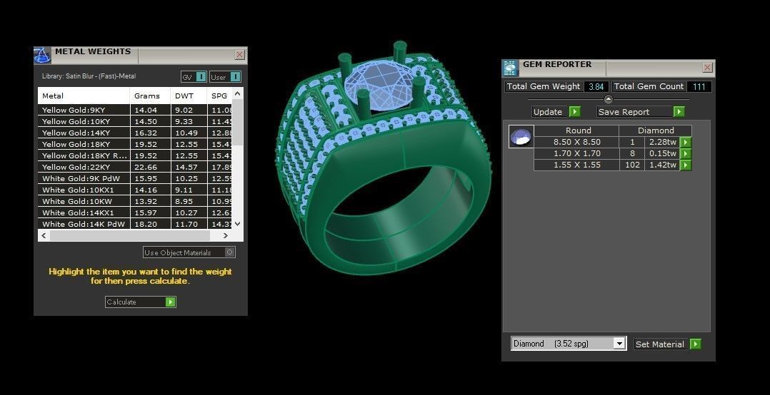 Diamond Men Ring Cad File MR 72 3D print model_6