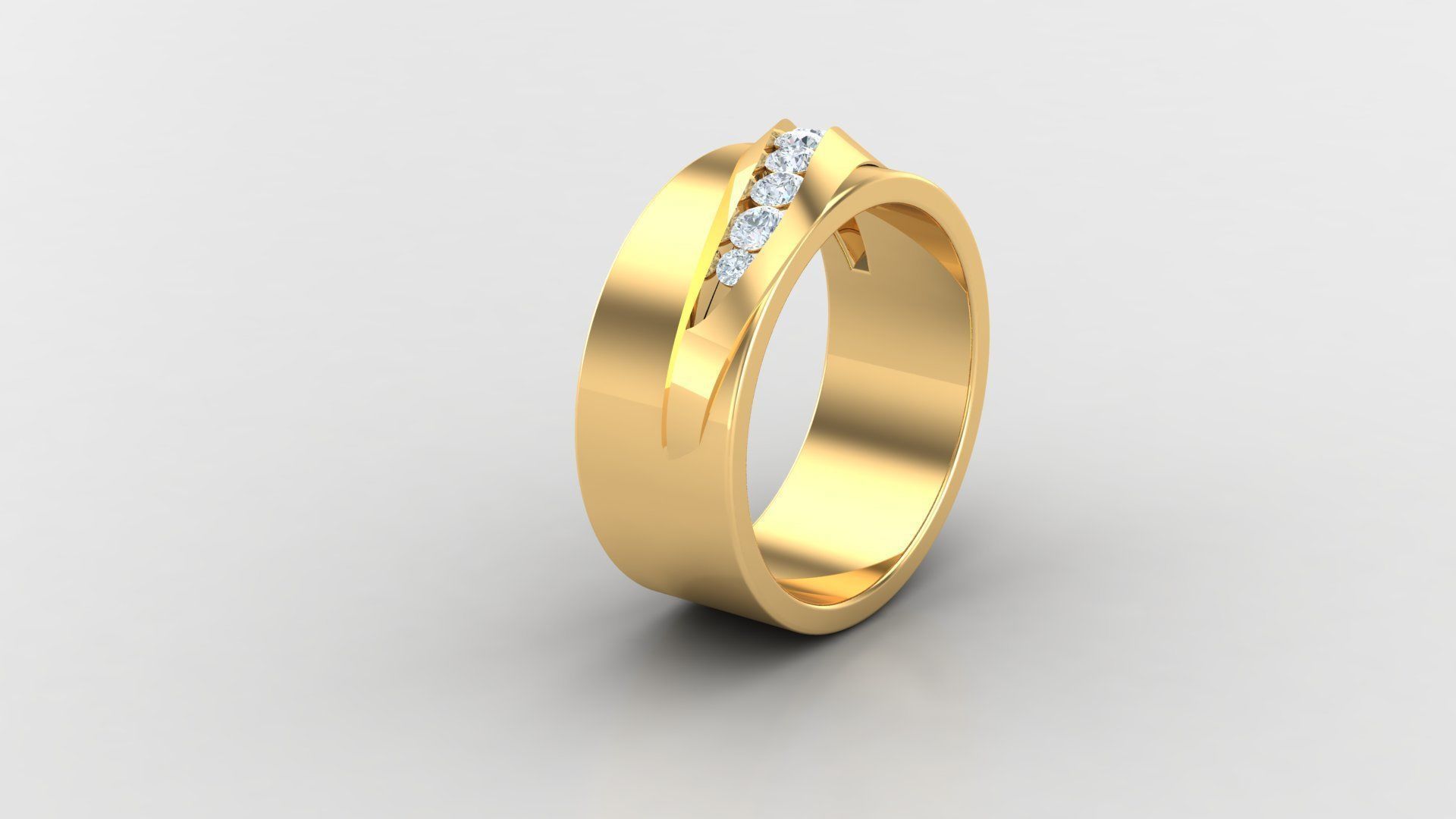 Diamond Men Ring Cad File MR  66 3D print model_2