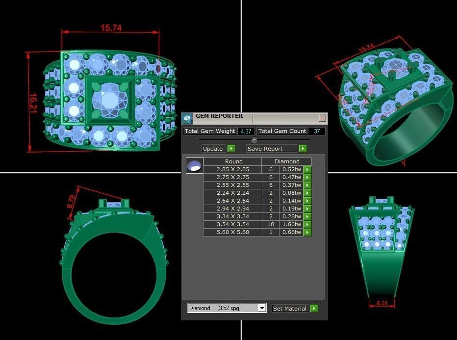 Diamond Men Ring Cad File MR 63 3D print model_1