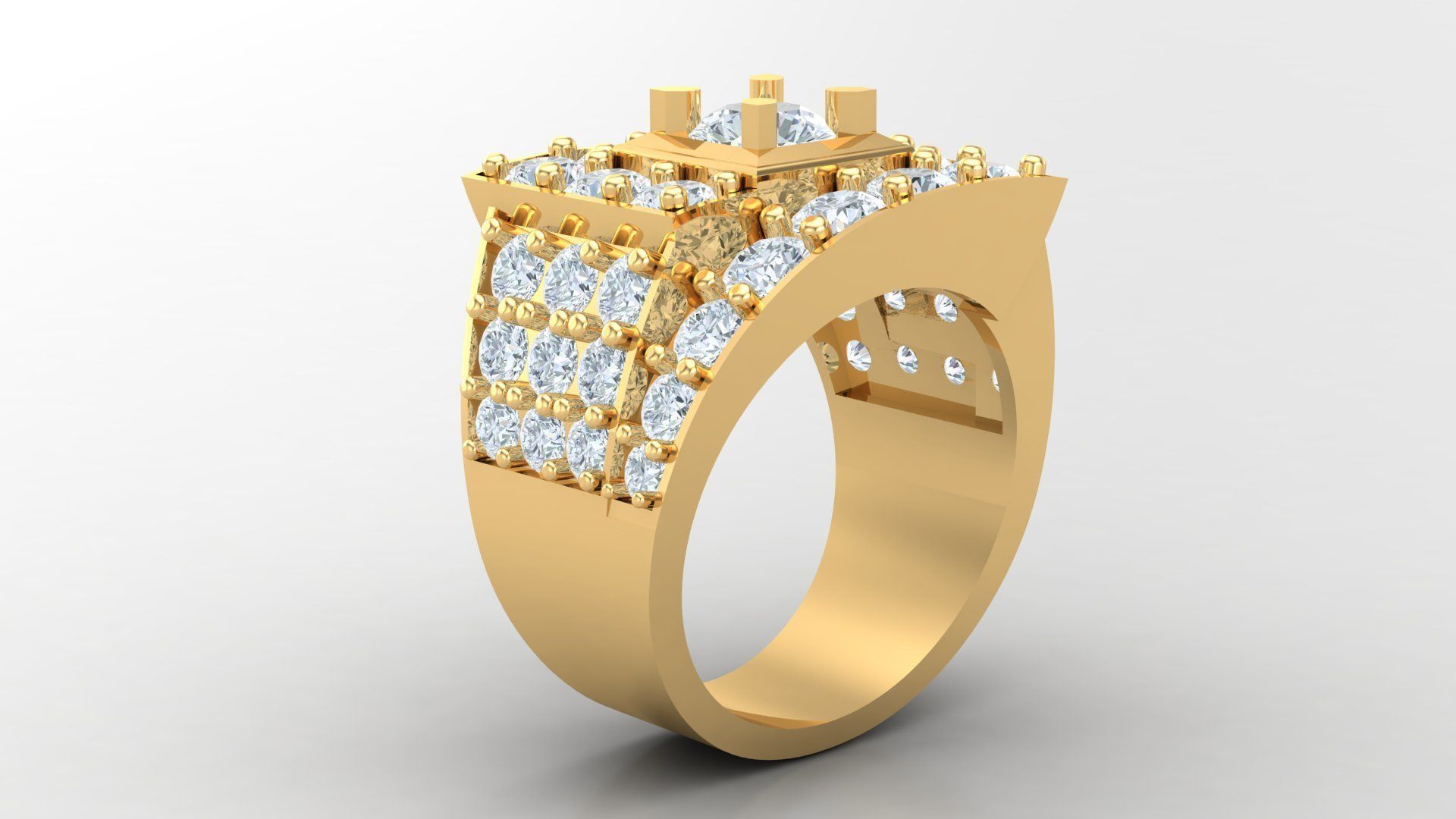 Diamond Men Ring Cad File MR 63 3D print model_3