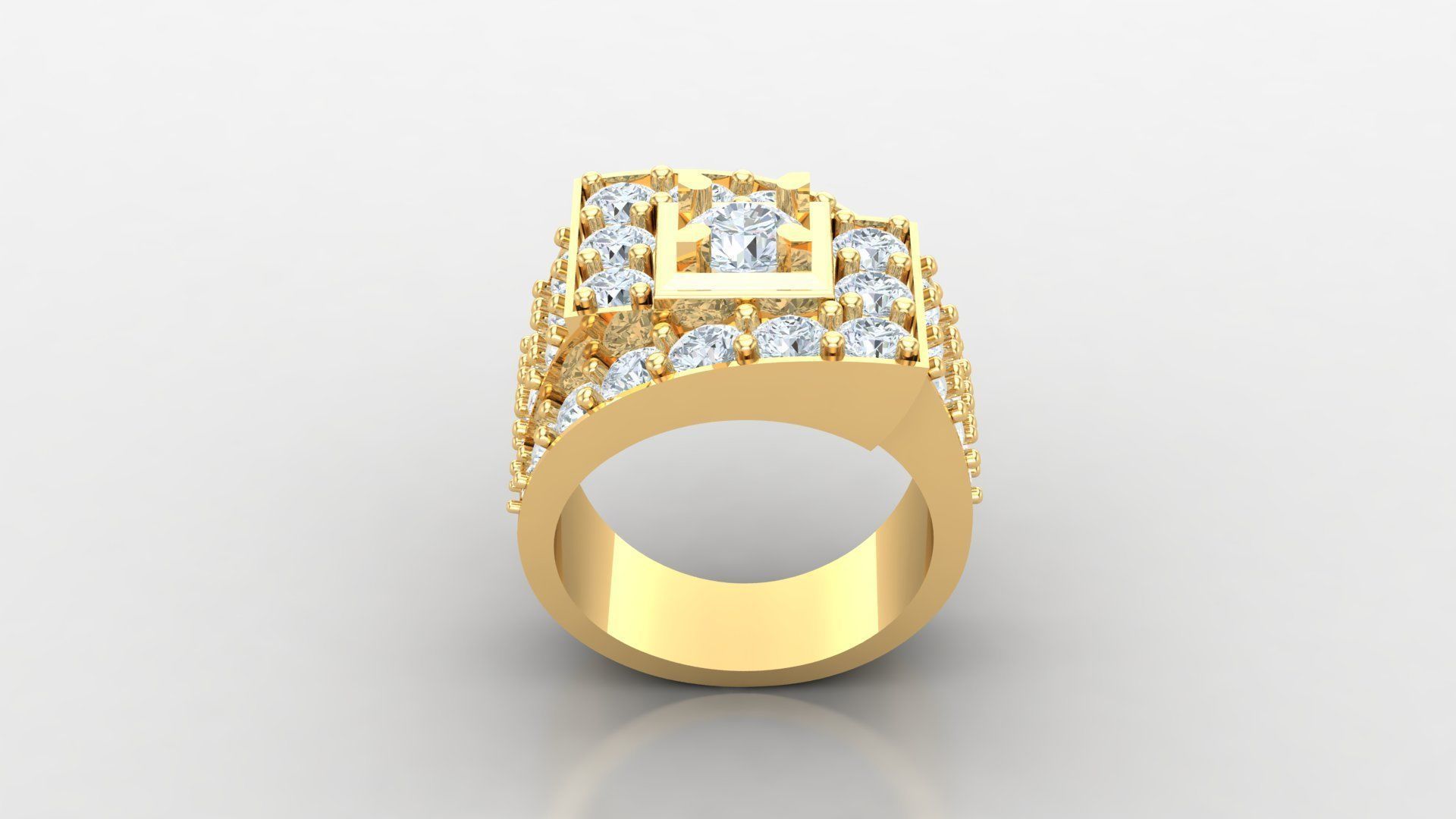 Diamond Men Ring Cad File MR 63 3D print model_4