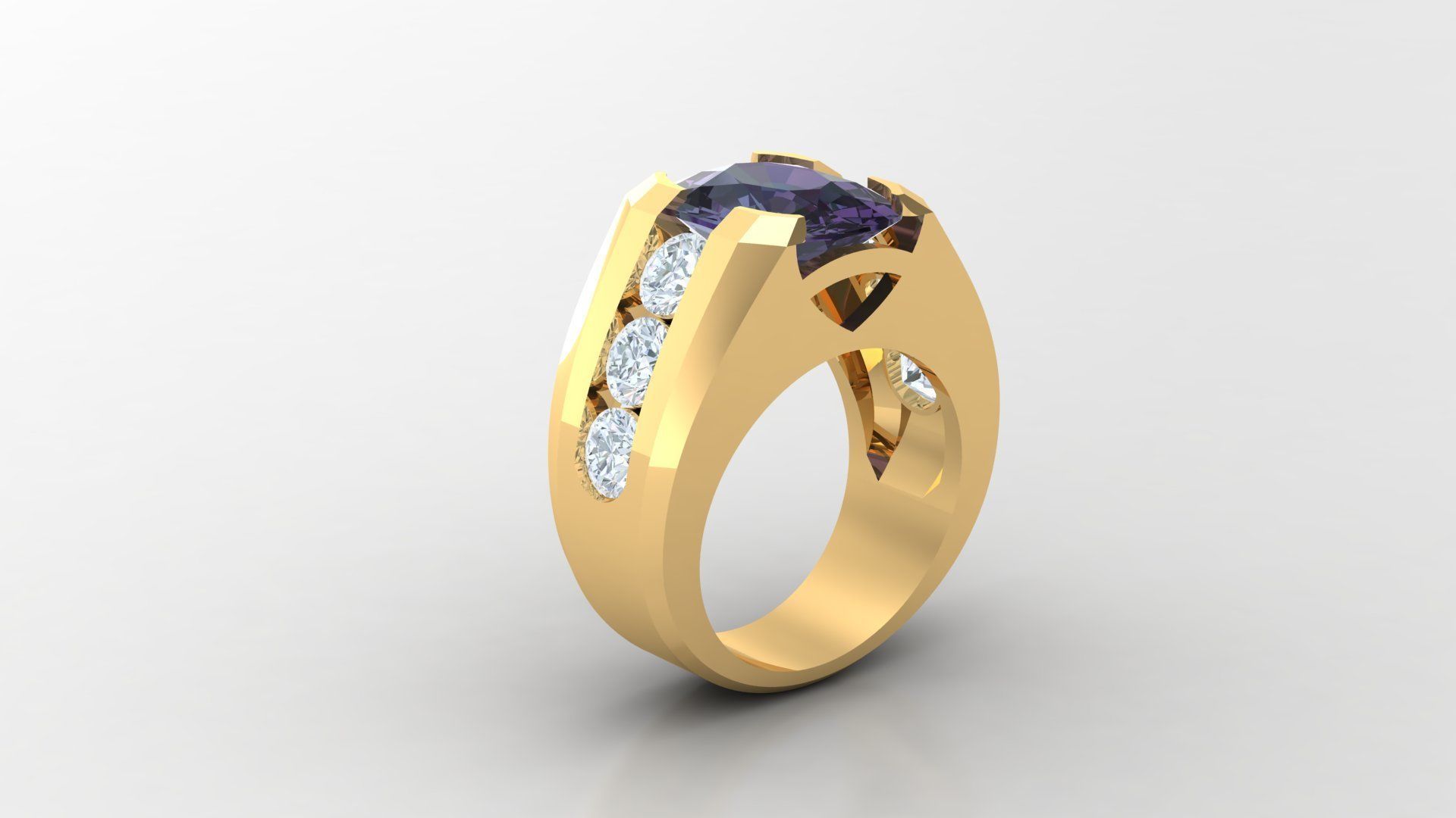 Diamond Men Ring Cad File MR 61 3D print model_2