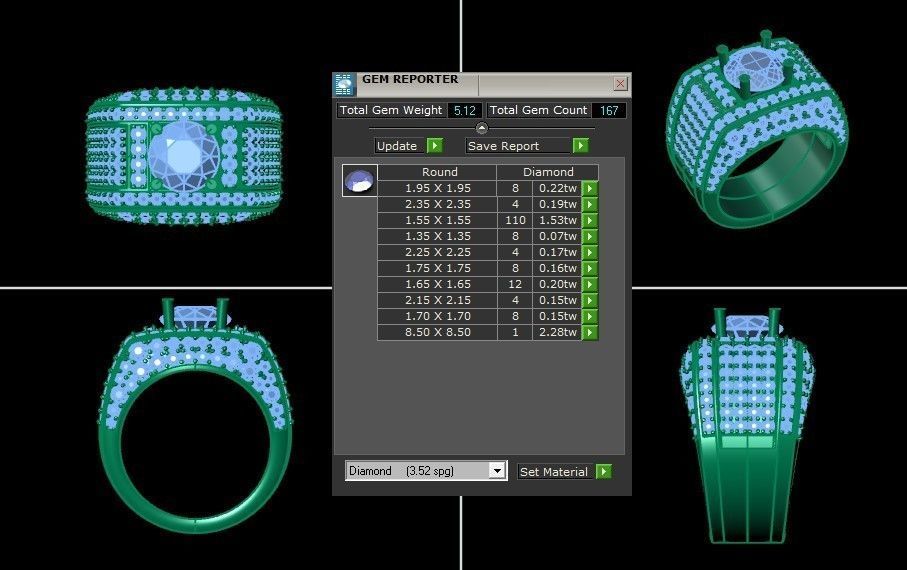 Diamond Men Ring Cad File MR 60 3D print model_1