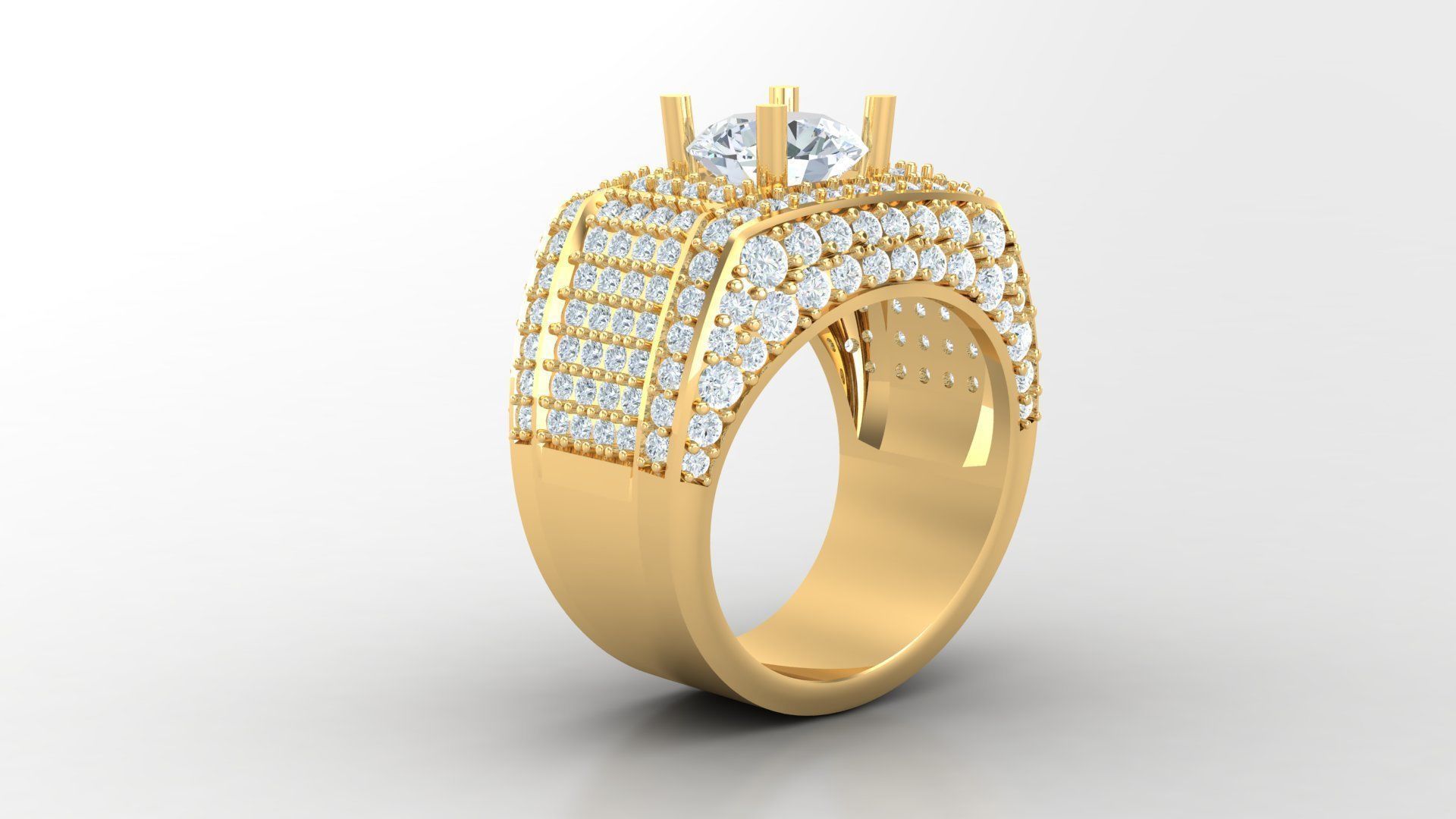 Diamond Men Ring Cad File MR 60 3D print model_3