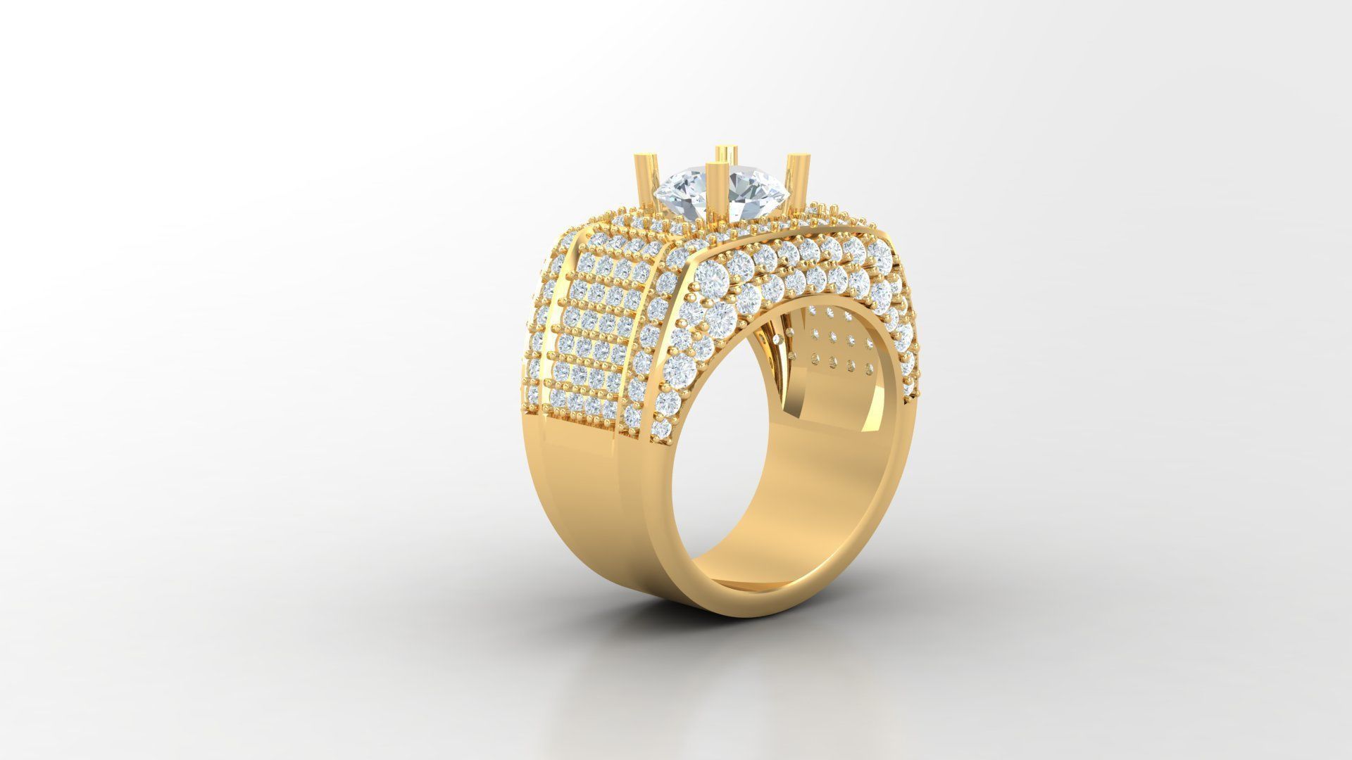 Diamond Men Ring Cad File MR 60 3D print model_2