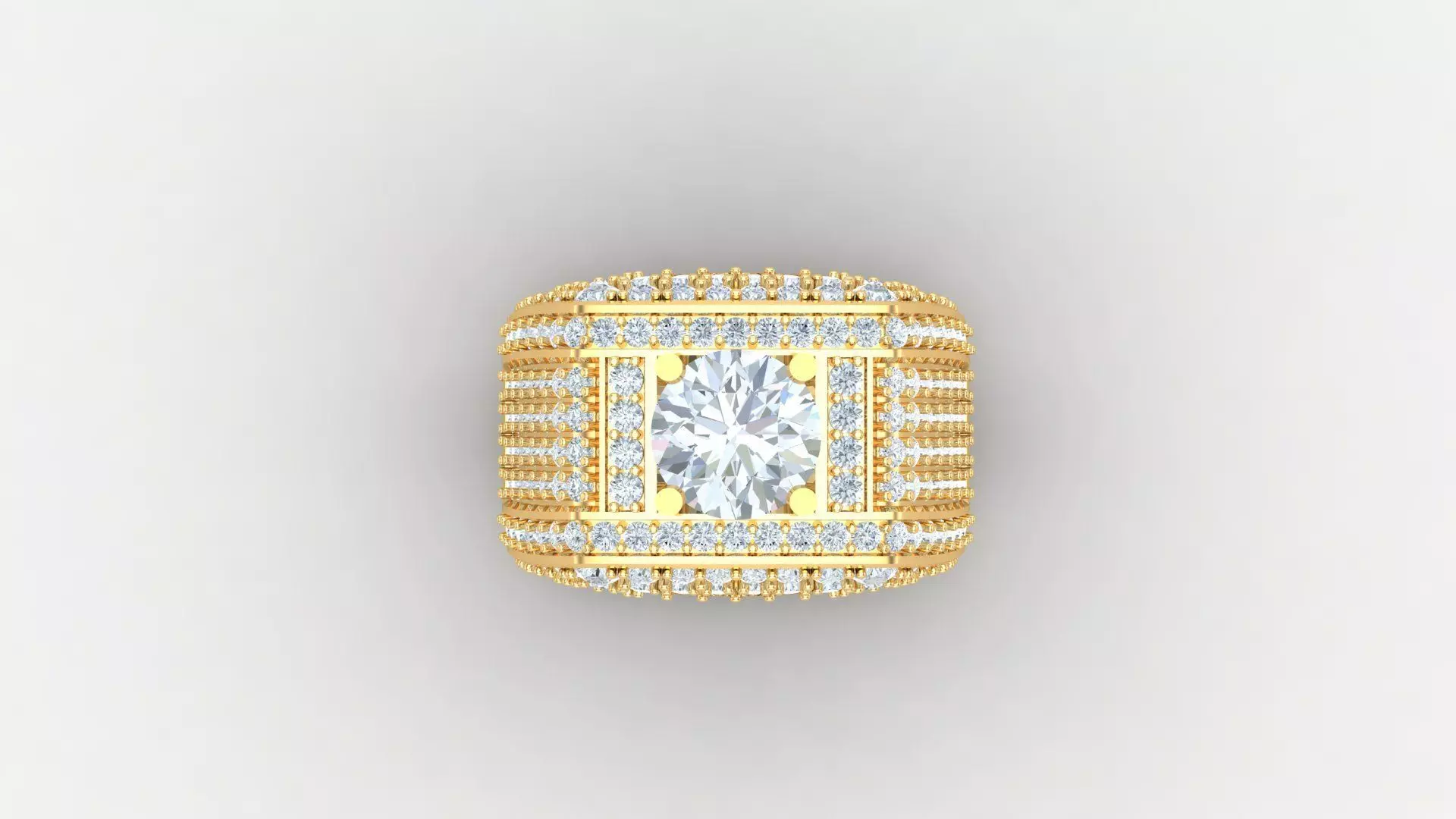 Diamond Men Ring Cad File MR 60 3D print model_0