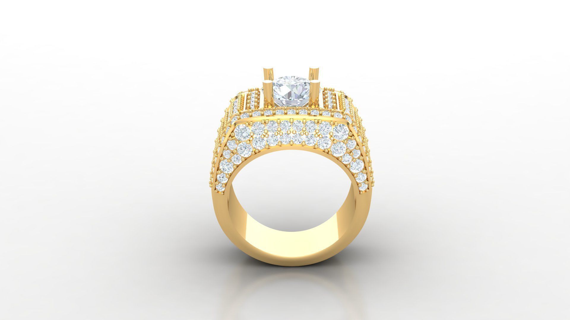 Diamond Men Ring Cad File MR 60 3D print model_4