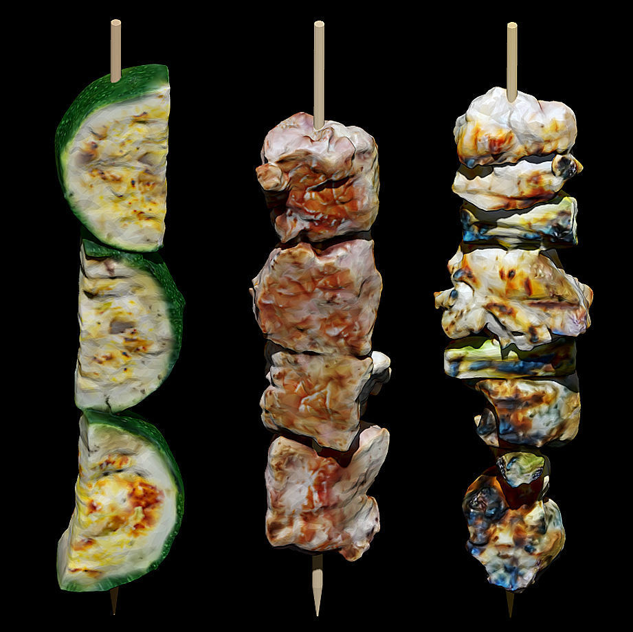 Yakitori Set Robata Japanese Food Chicken Onion Beef Zucchini 3D print model_4