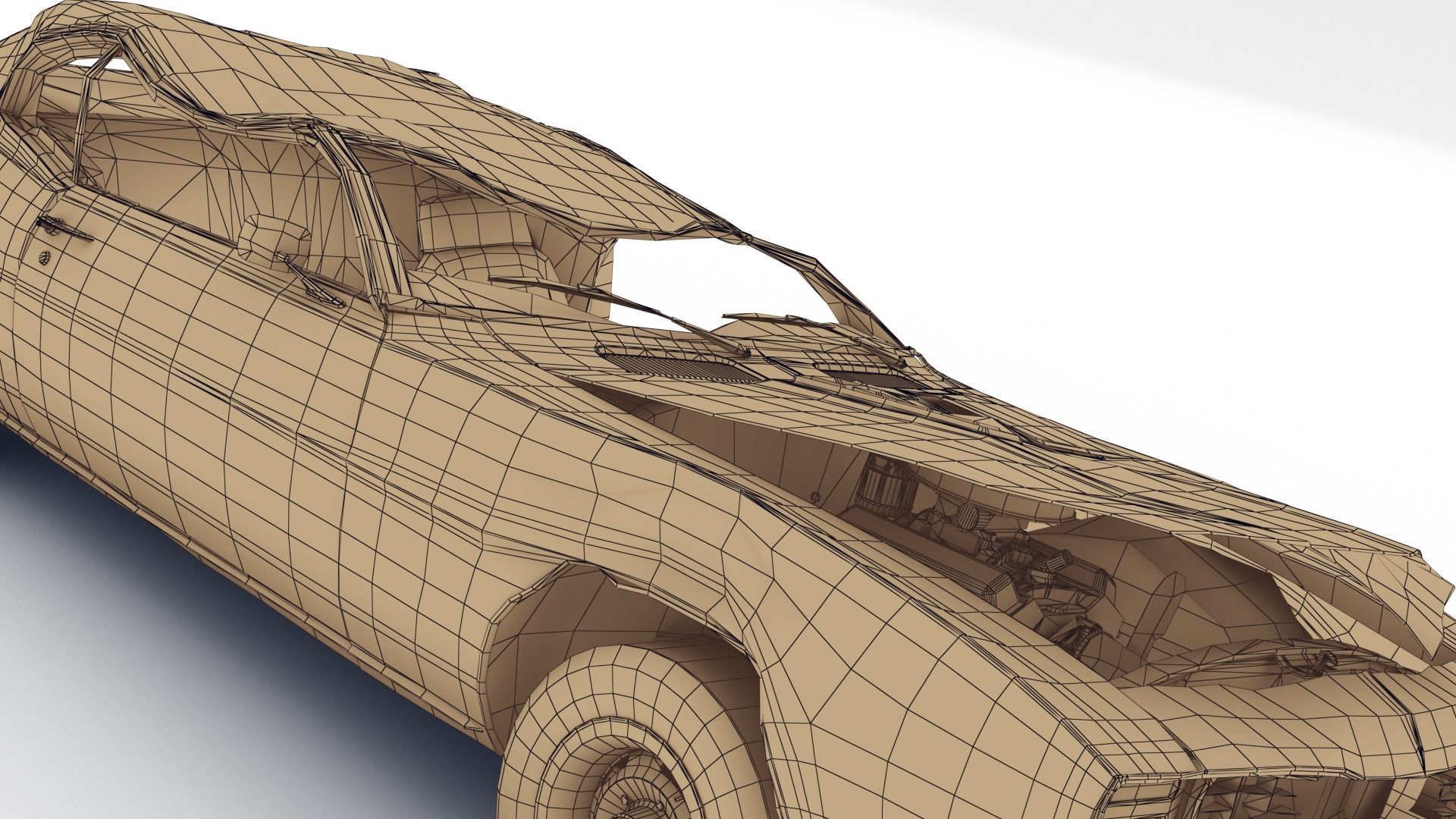 Crashed Chevrolet camaro 1969 Low-poly 3D model_33